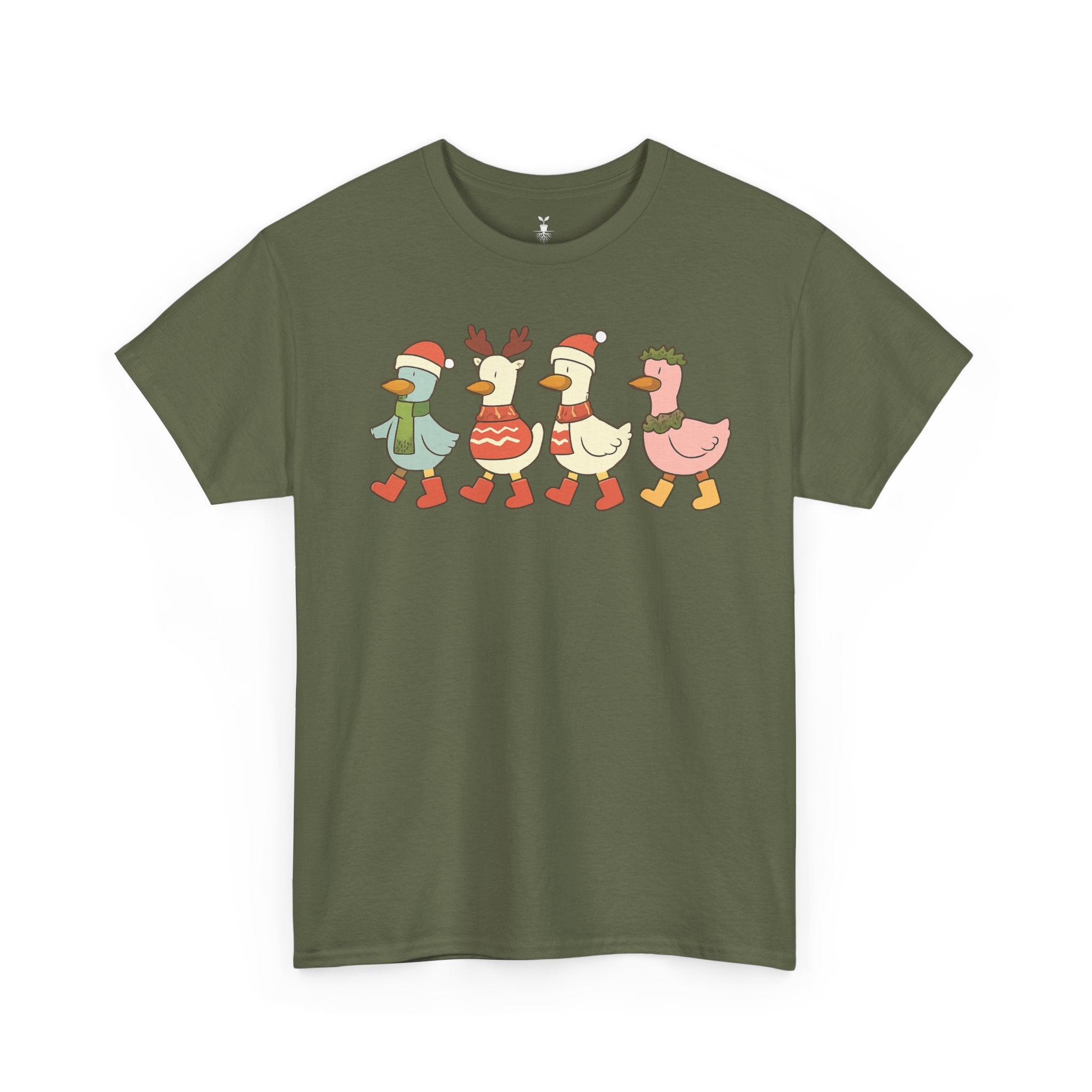 Christmas Duck T-shirt with Festive Outfit Santa Reindeer Hat