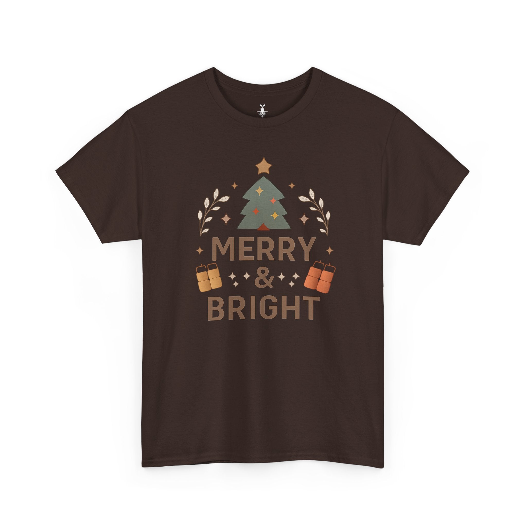 Merry & Bright Christmas Tree Graphic T-Shirt
