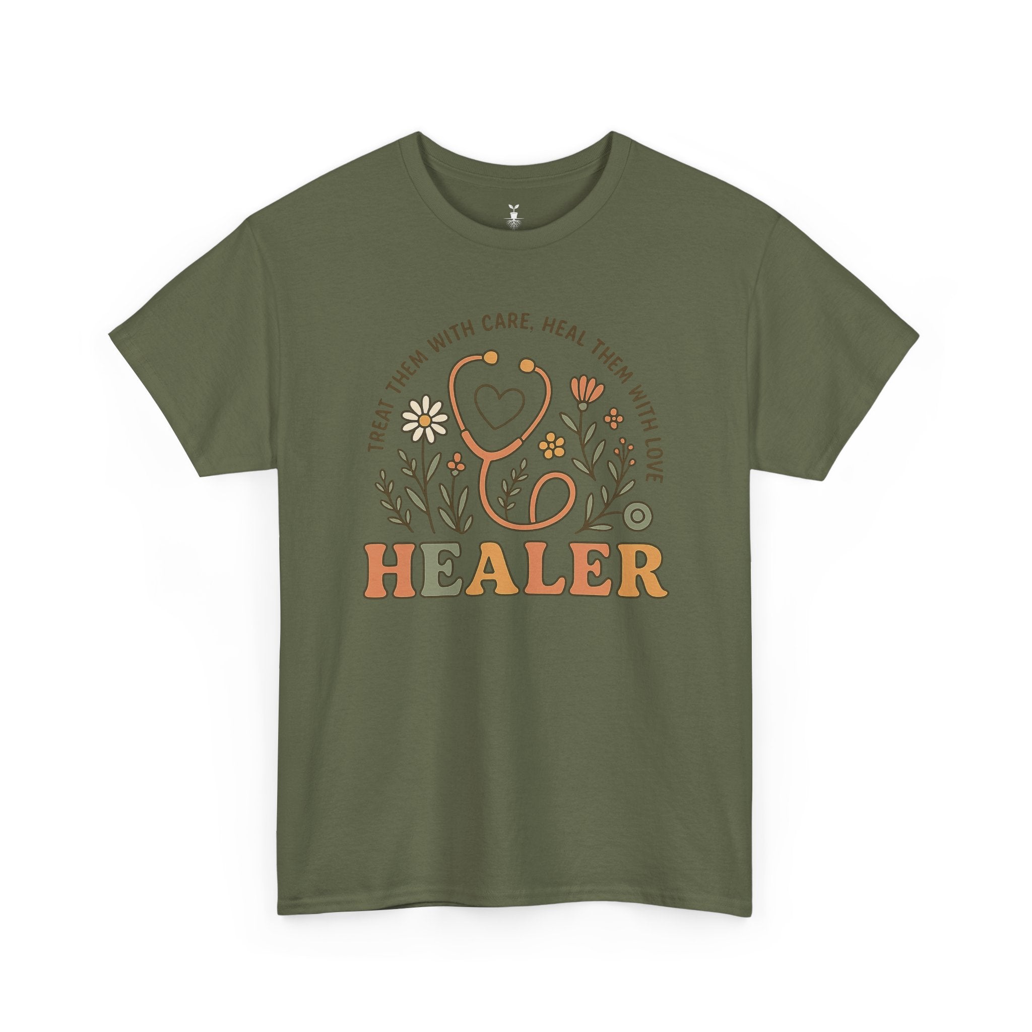 Retro Floral Stethoscope Healer T-Shirt