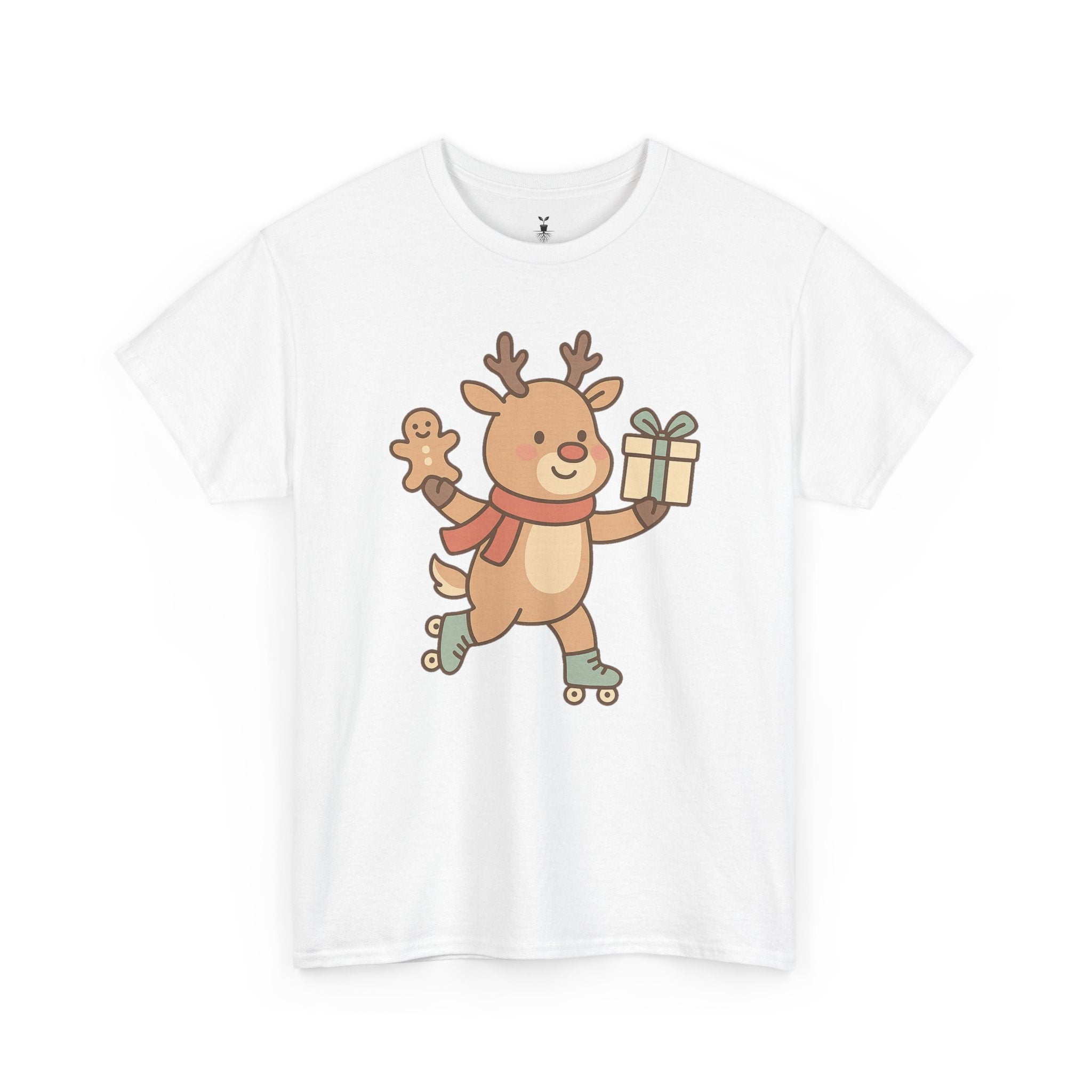 Christmas  Cute Reindeer with Gift & Gingerbread T-Shirt