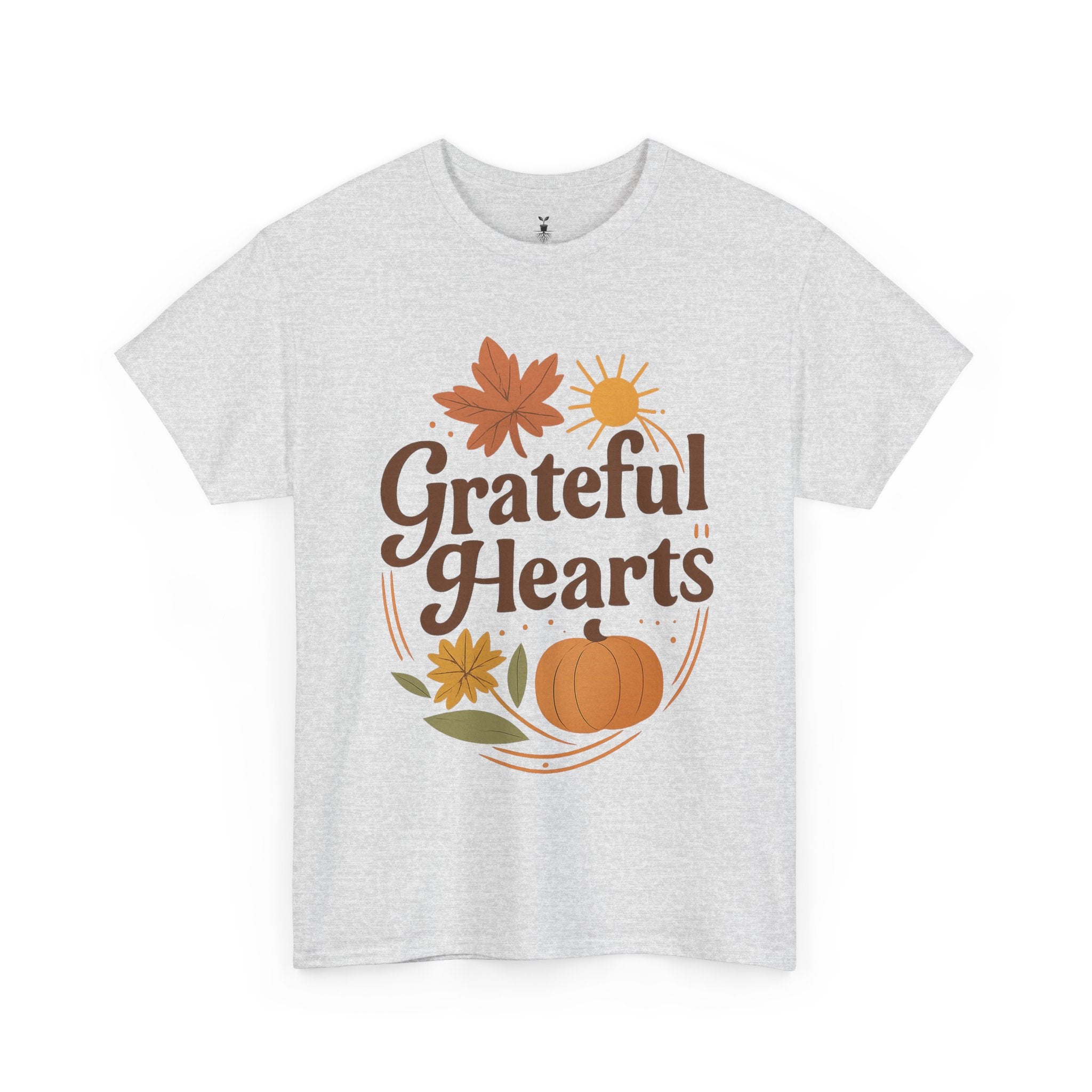 Boho Aesthetic Pumpkin and Maple Leaf Grateful Hearts T-Shirt