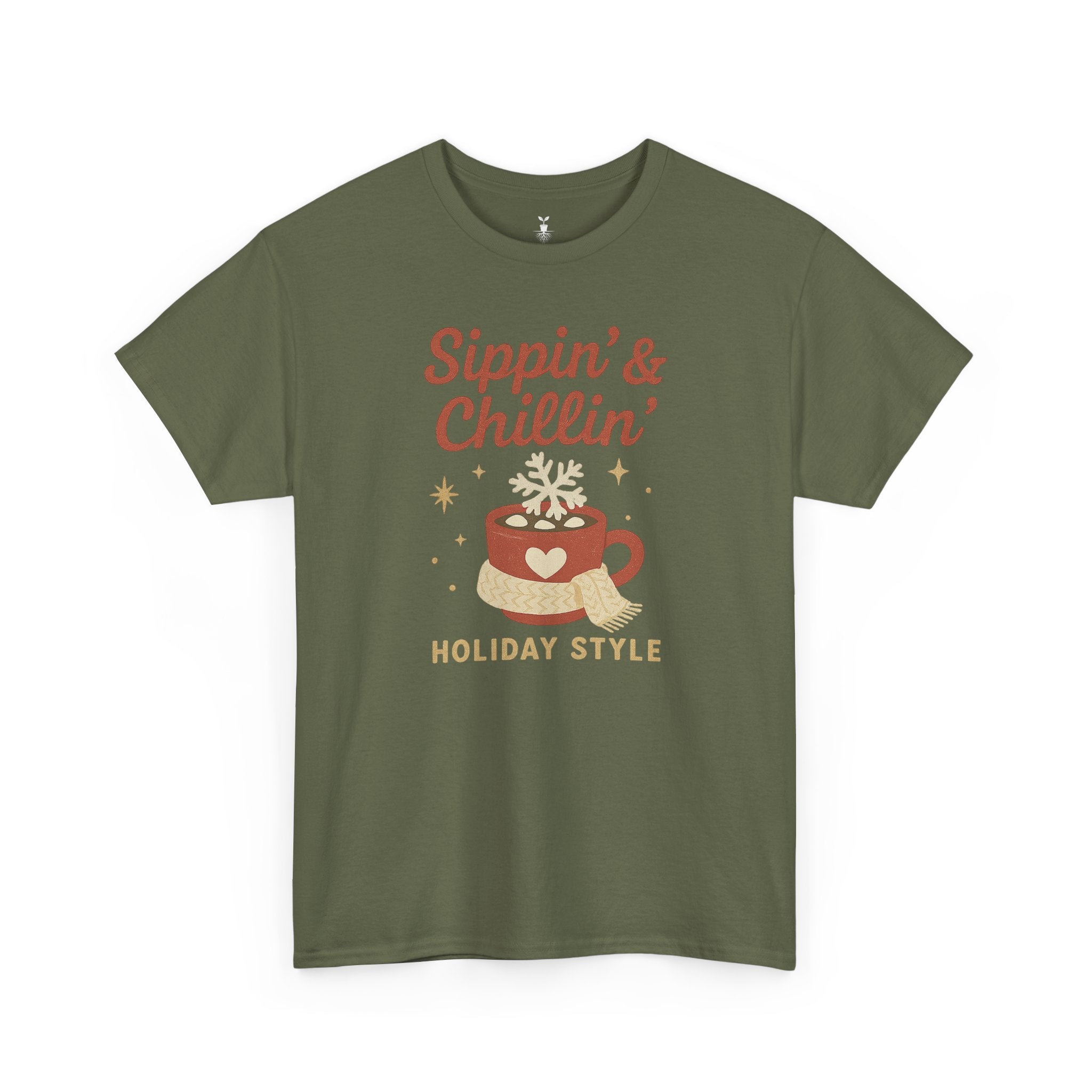 Sippin and Chillin Mug with Snowflake Marshmallows Christmas T-Shirt
