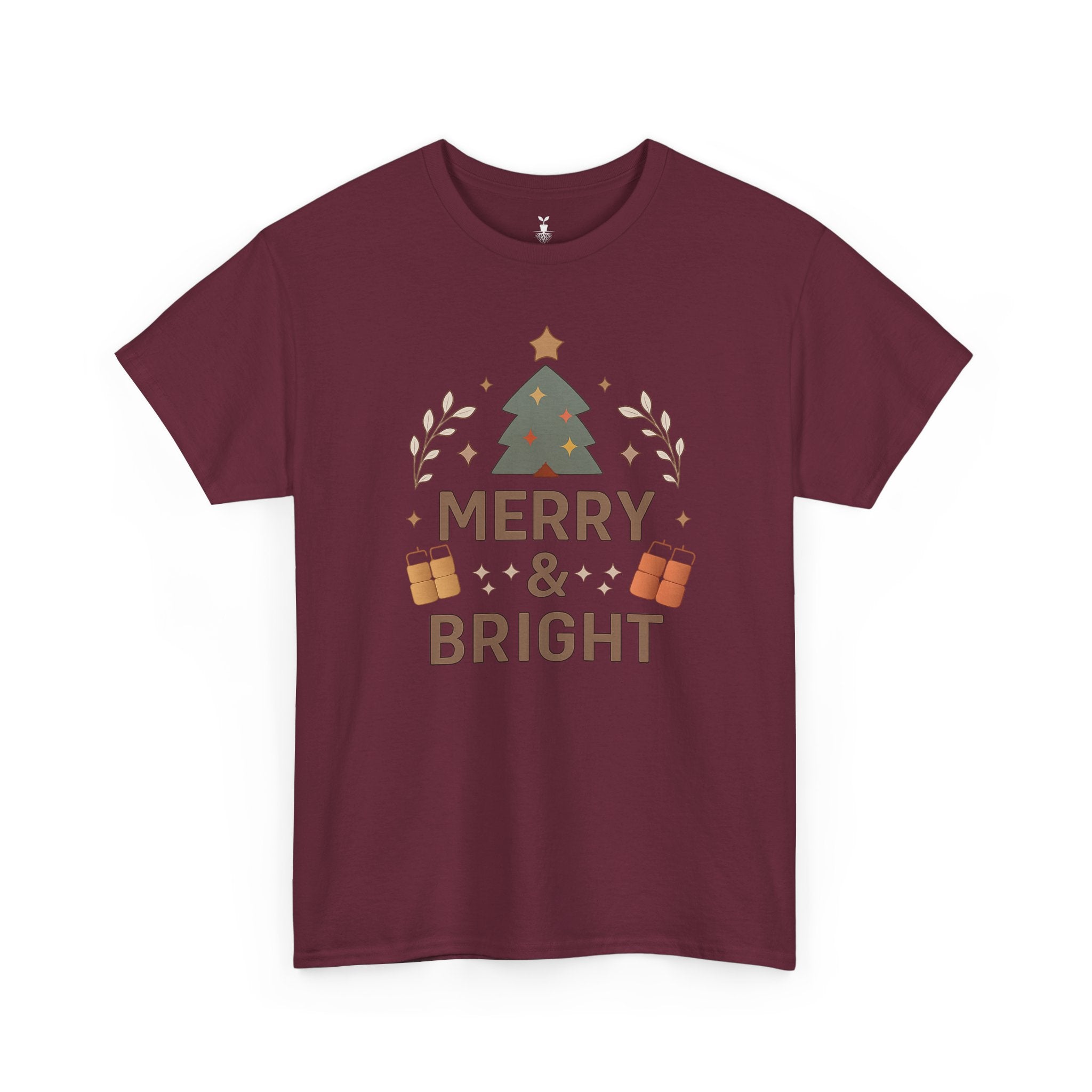 Merry & Bright Christmas Tree Graphic T-Shirt