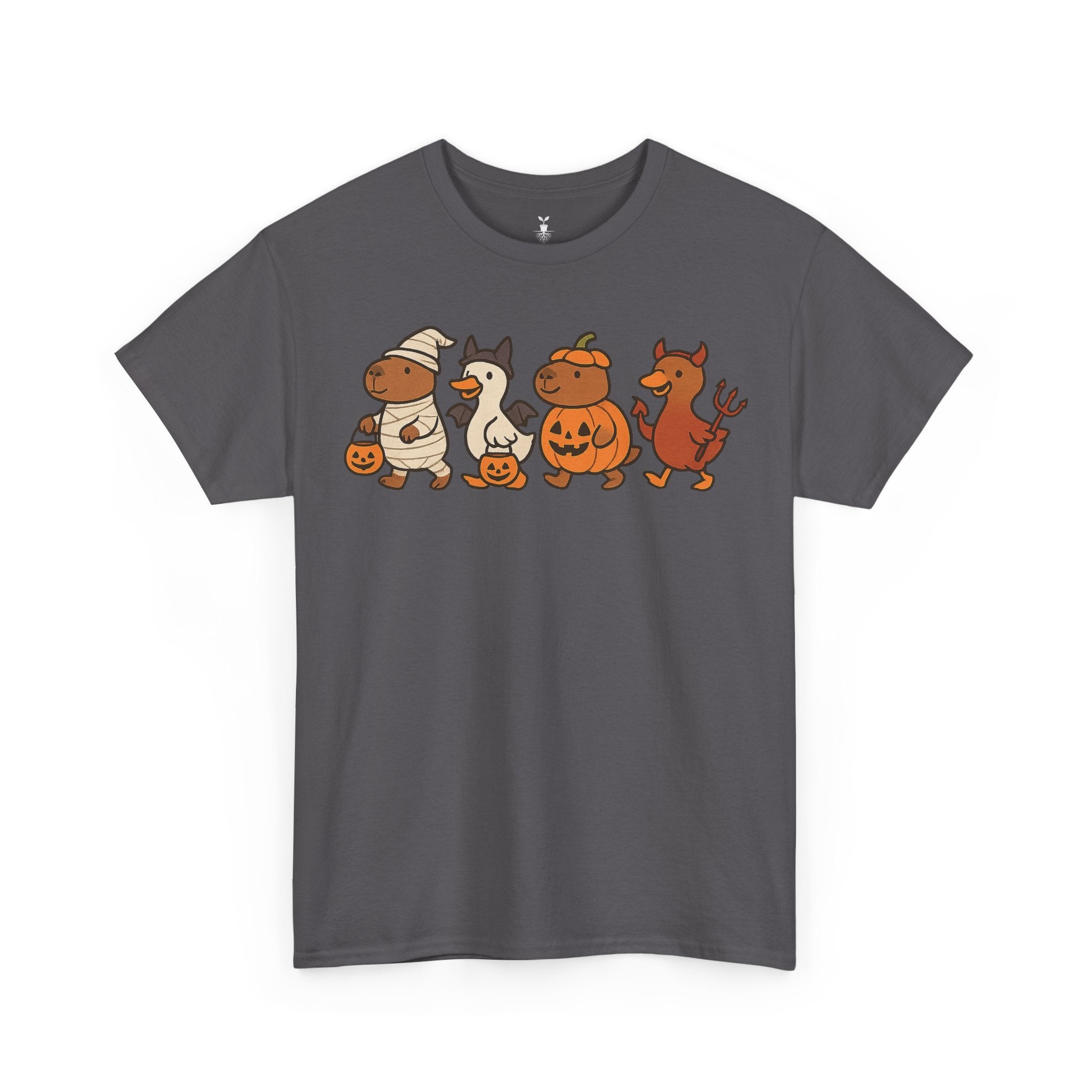Capibara Mummy Pumpkin Bat and Duck Devil Halloween T-Shirt
