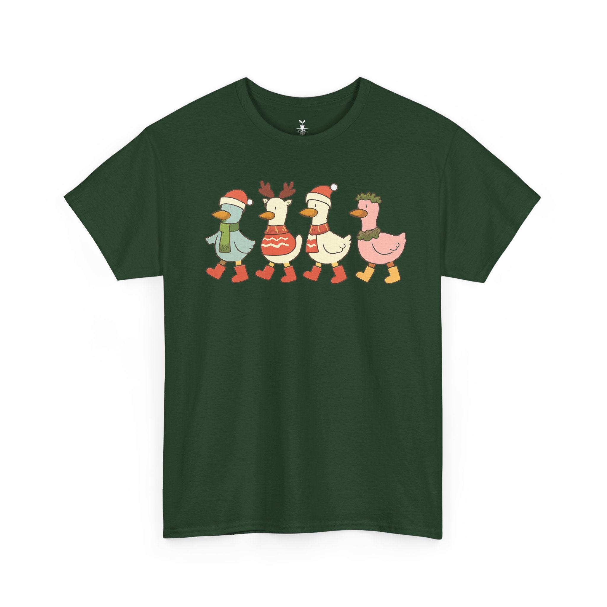 Christmas Duck T-shirt with Festive Outfit Santa Reindeer Hat