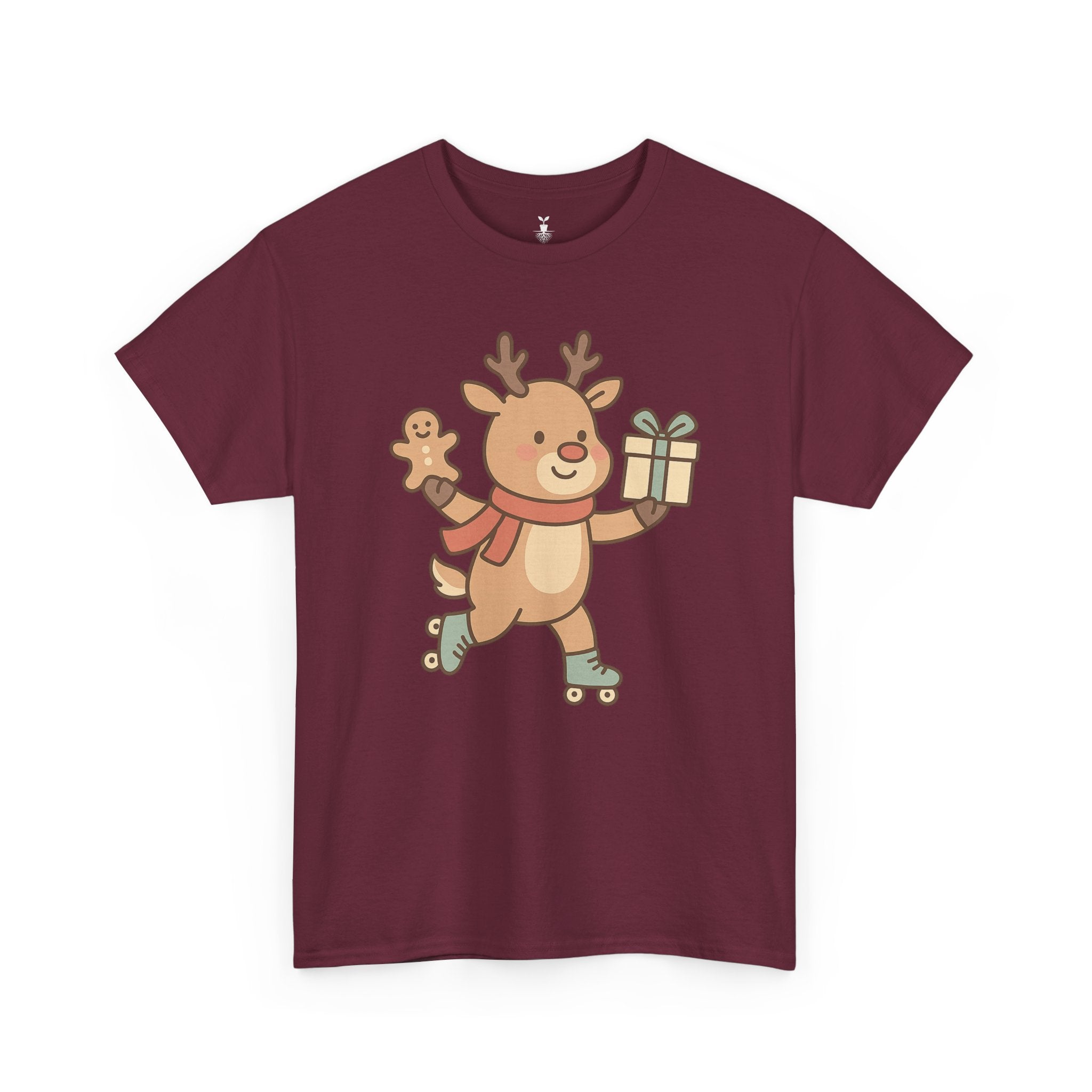 Christmas  Cute Reindeer with Gift & Gingerbread T-Shirt