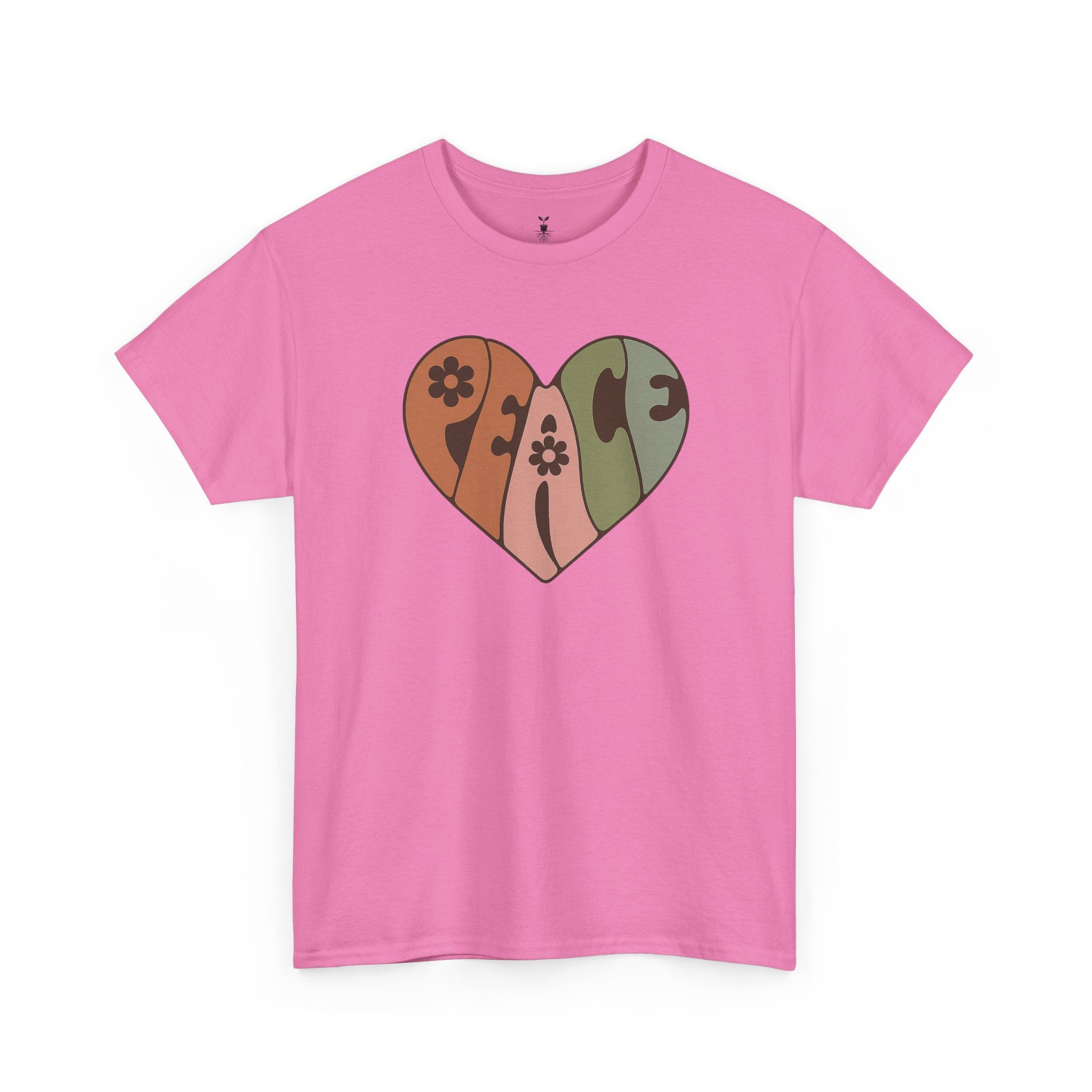 Retro Peace Heart with Earthy Floral  T-Shirt