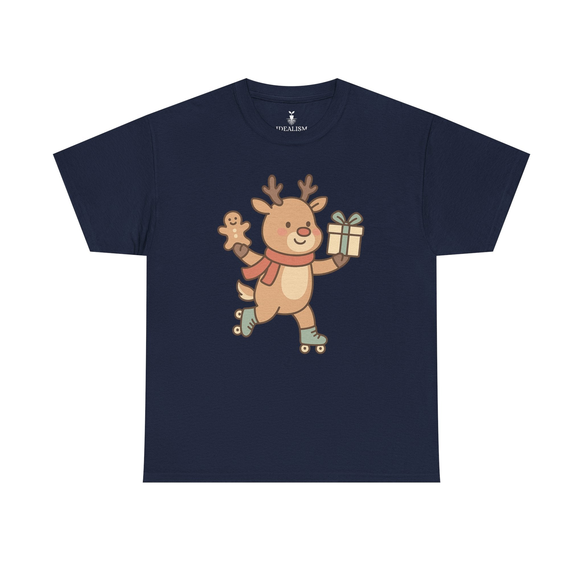Christmas  Cute Reindeer with Gift & Gingerbread T-Shirt