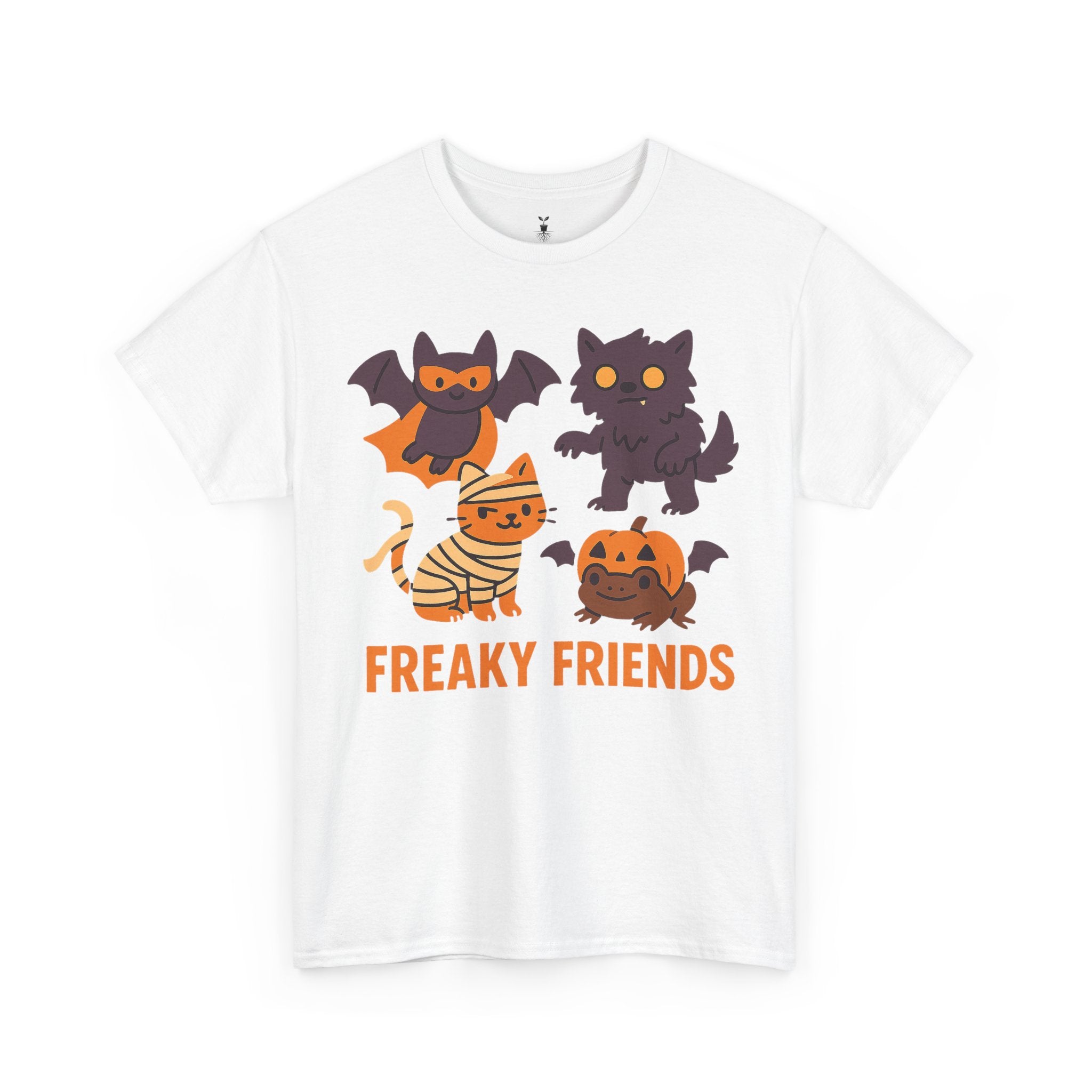 Freaky Friends Bat, Mummy Cat, Werewolf & Pumpkin T-Shirt