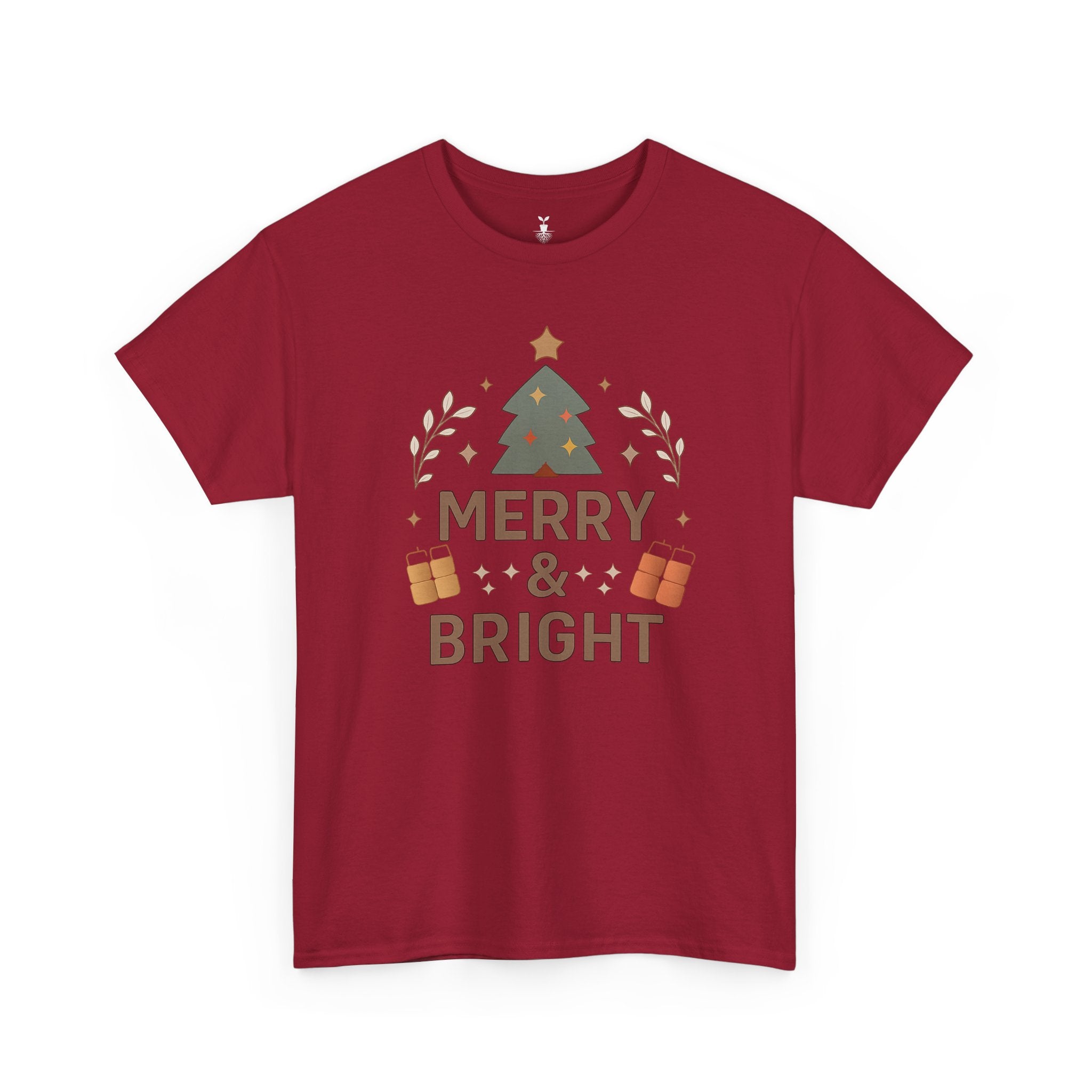 Merry & Bright Christmas Tree Graphic T-Shirt