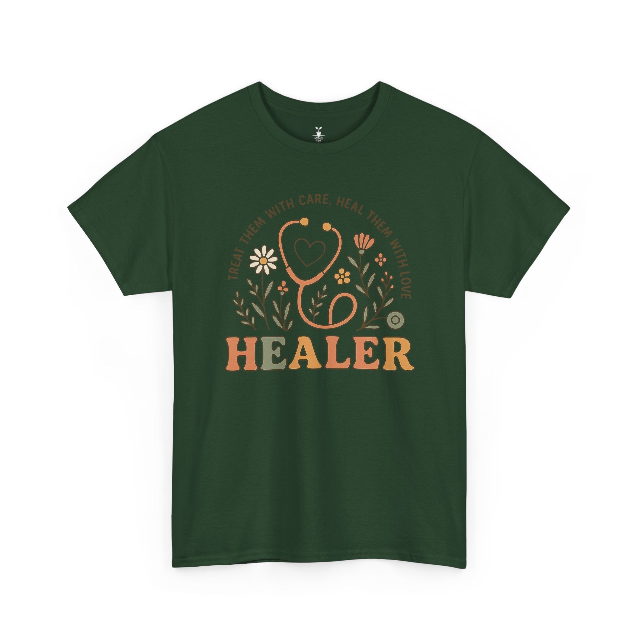 Retro Floral Stethoscope Healer T-Shirt