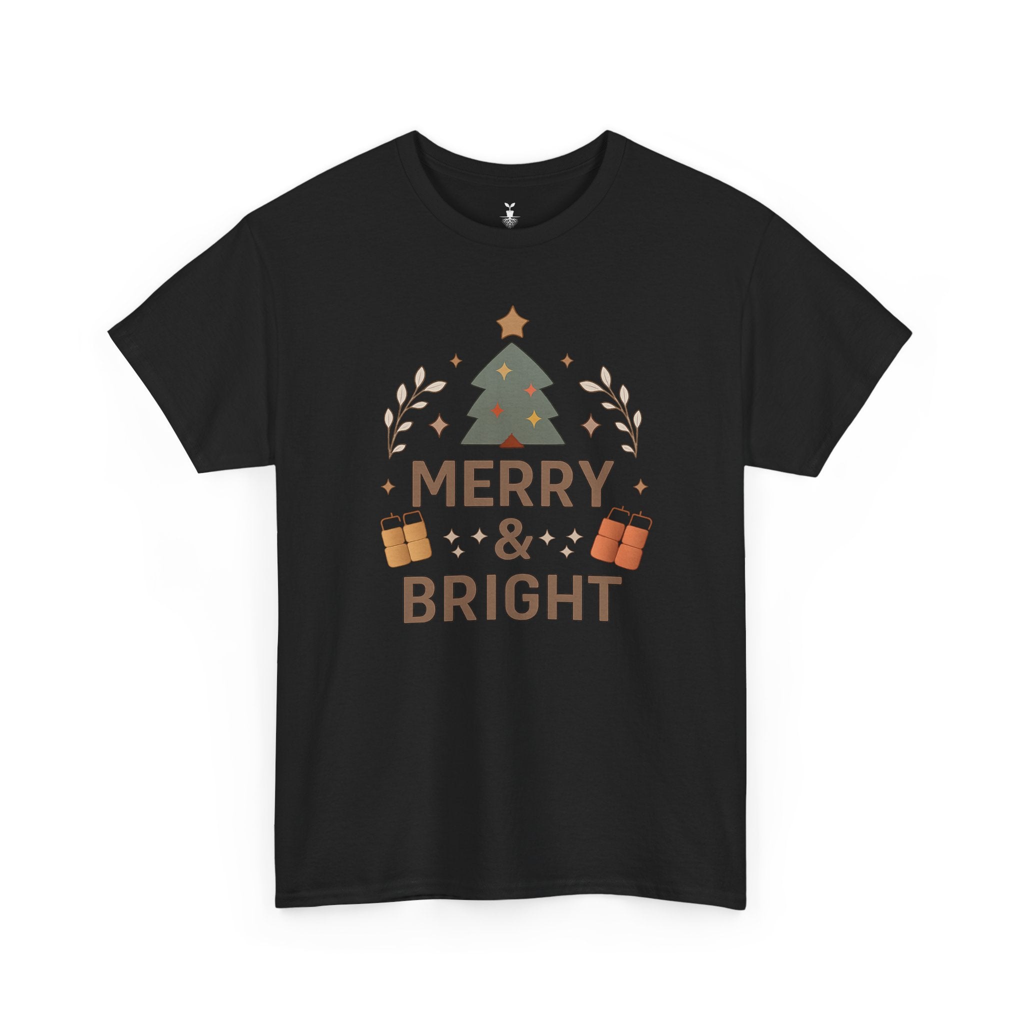 Merry & Bright Christmas Tree Graphic T-Shirt