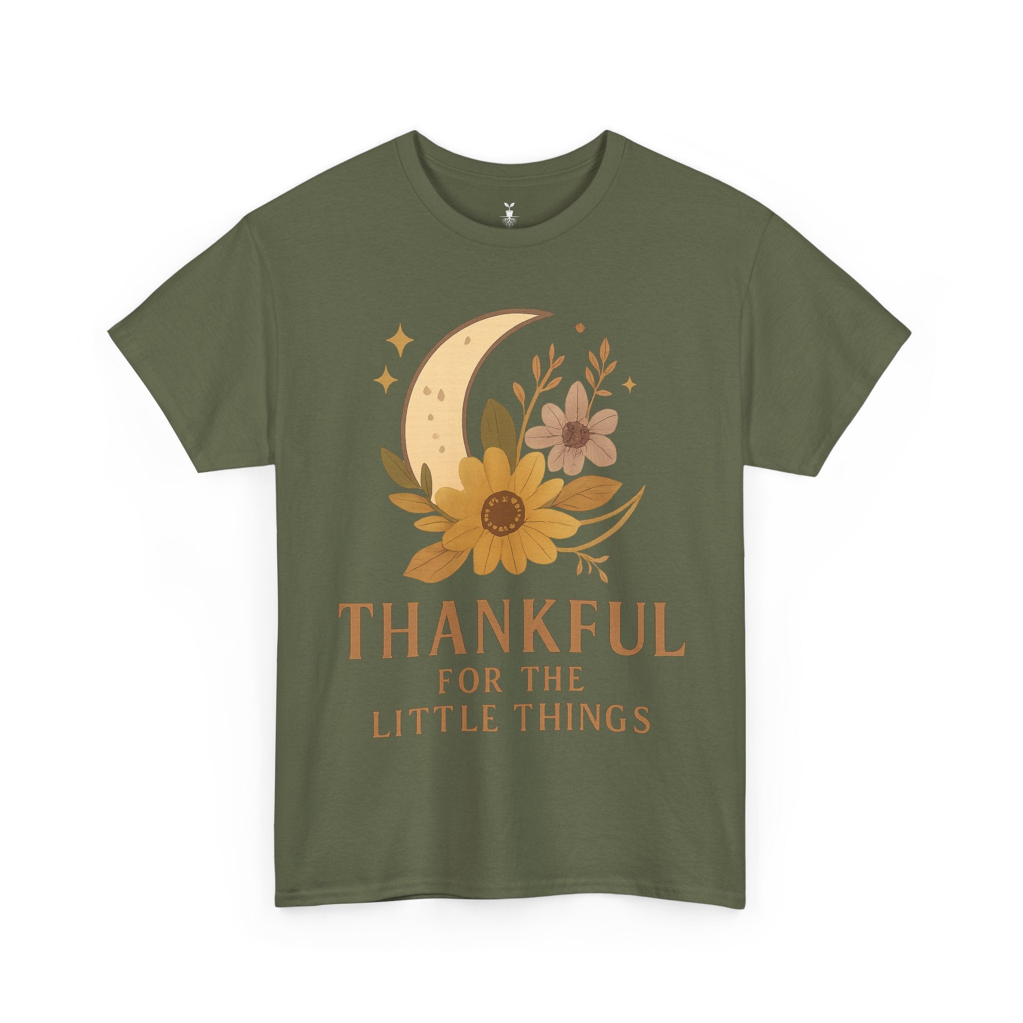 Sunflower and Moon Inspirational Thankful Quote T-Shirt