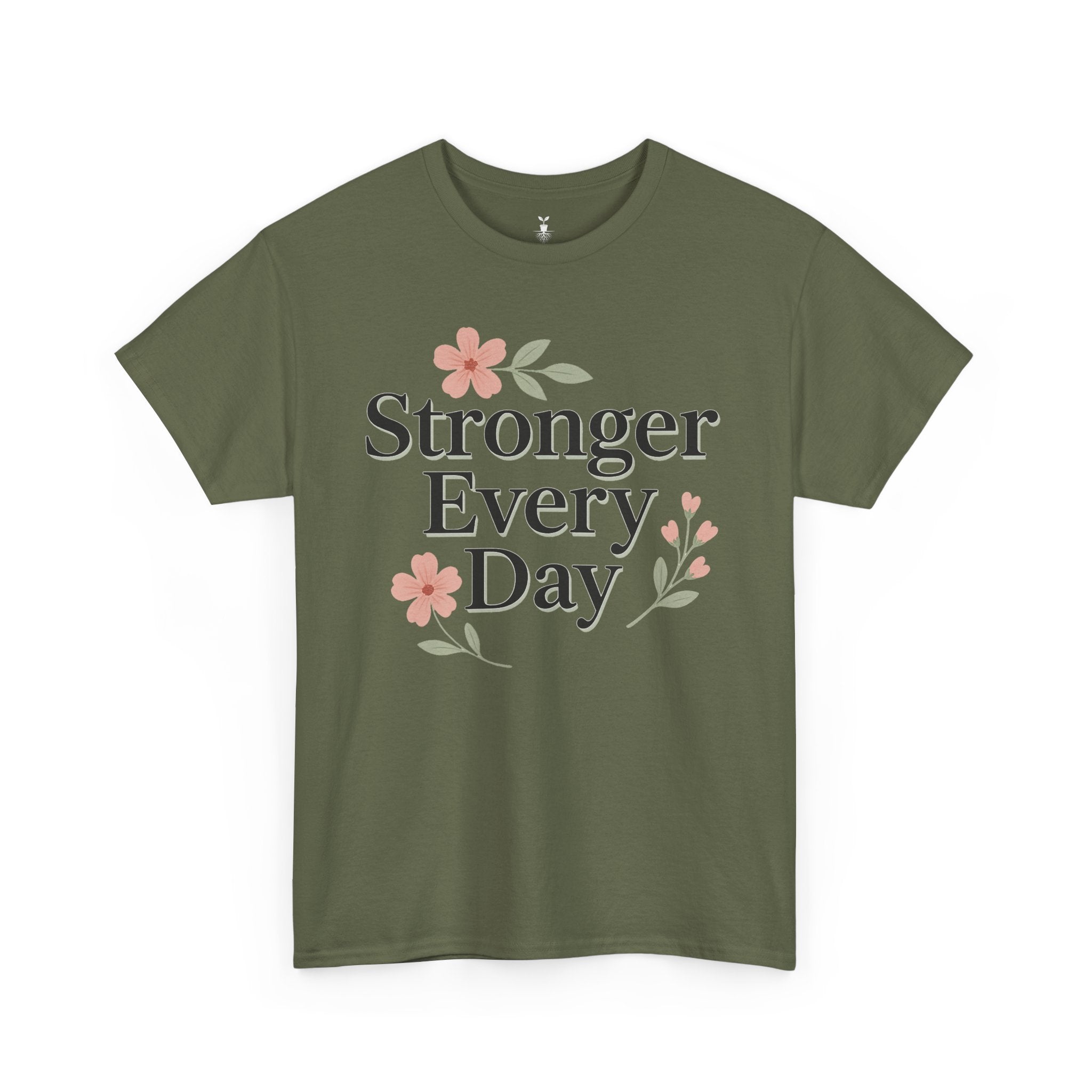 Floral Stronger Every Day Motivational T-Shirt