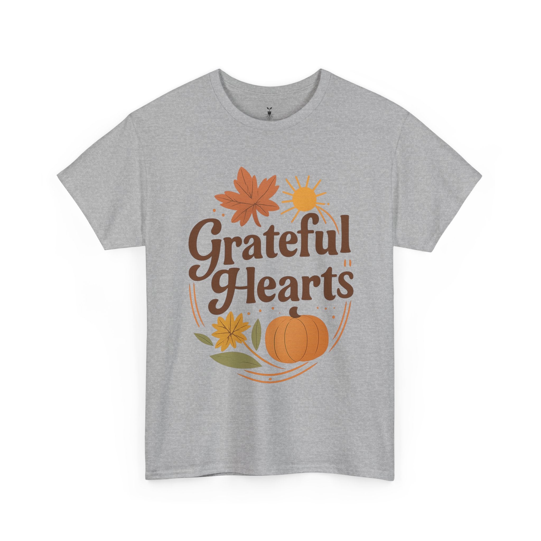 Boho Aesthetic Pumpkin and Maple Leaf Grateful Hearts T-Shirt