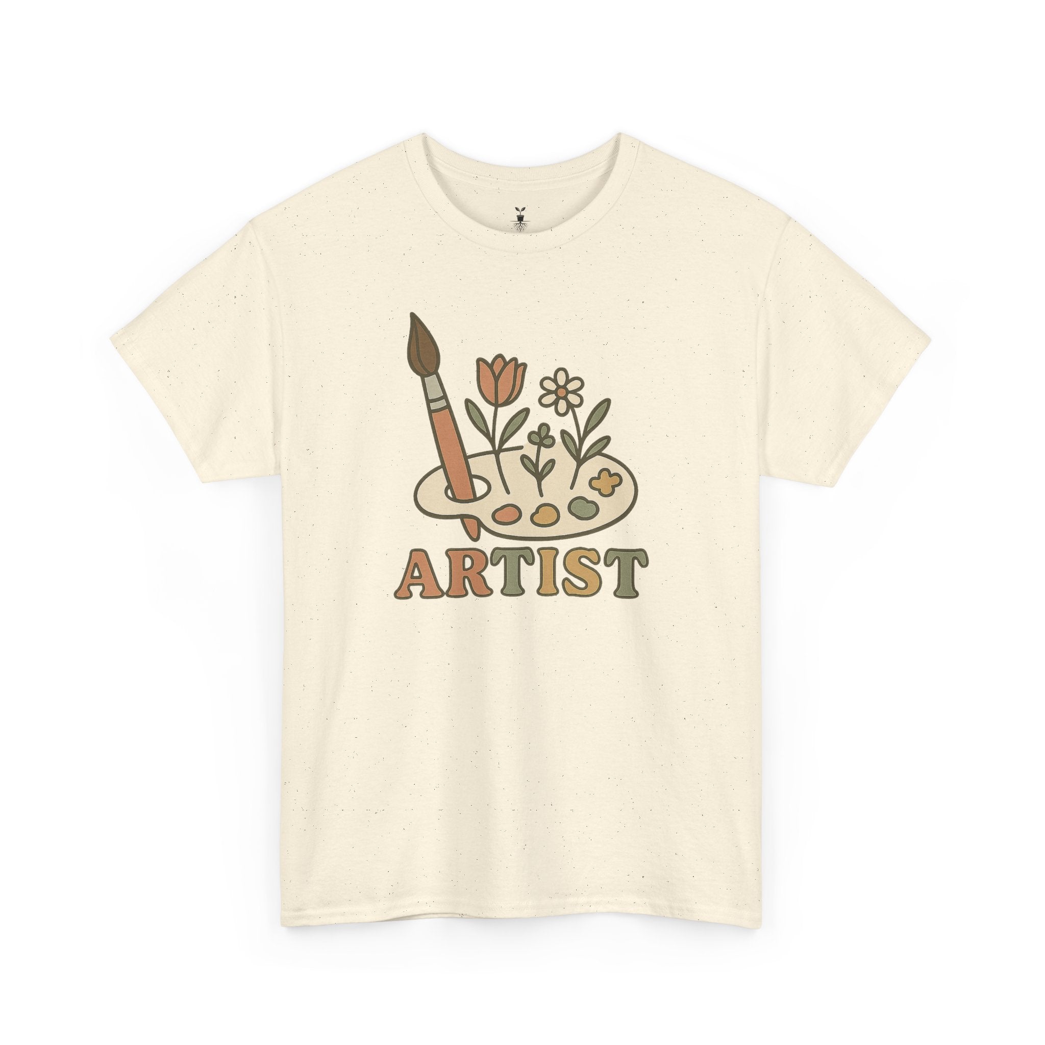Retro Boho Artist Paint Palette and Floral T-Shirt
