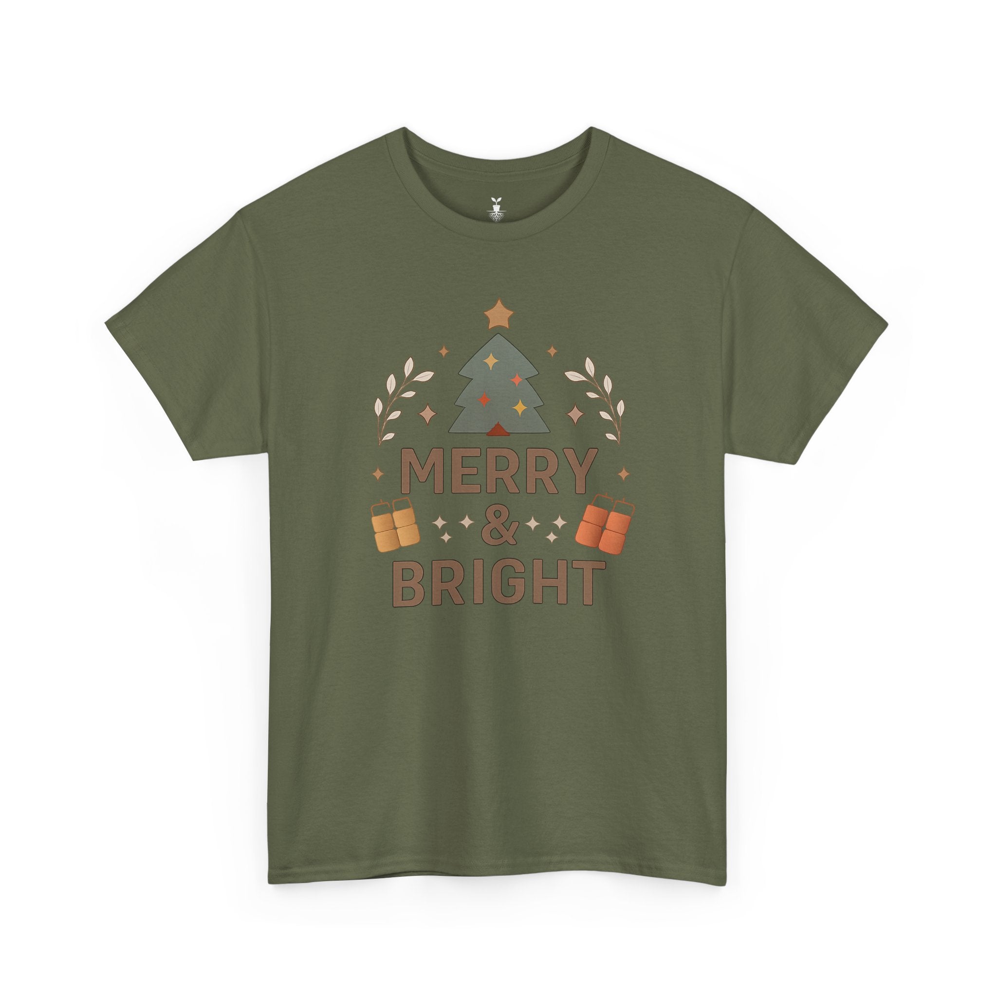 Merry & Bright Christmas Tree Graphic T-Shirt
