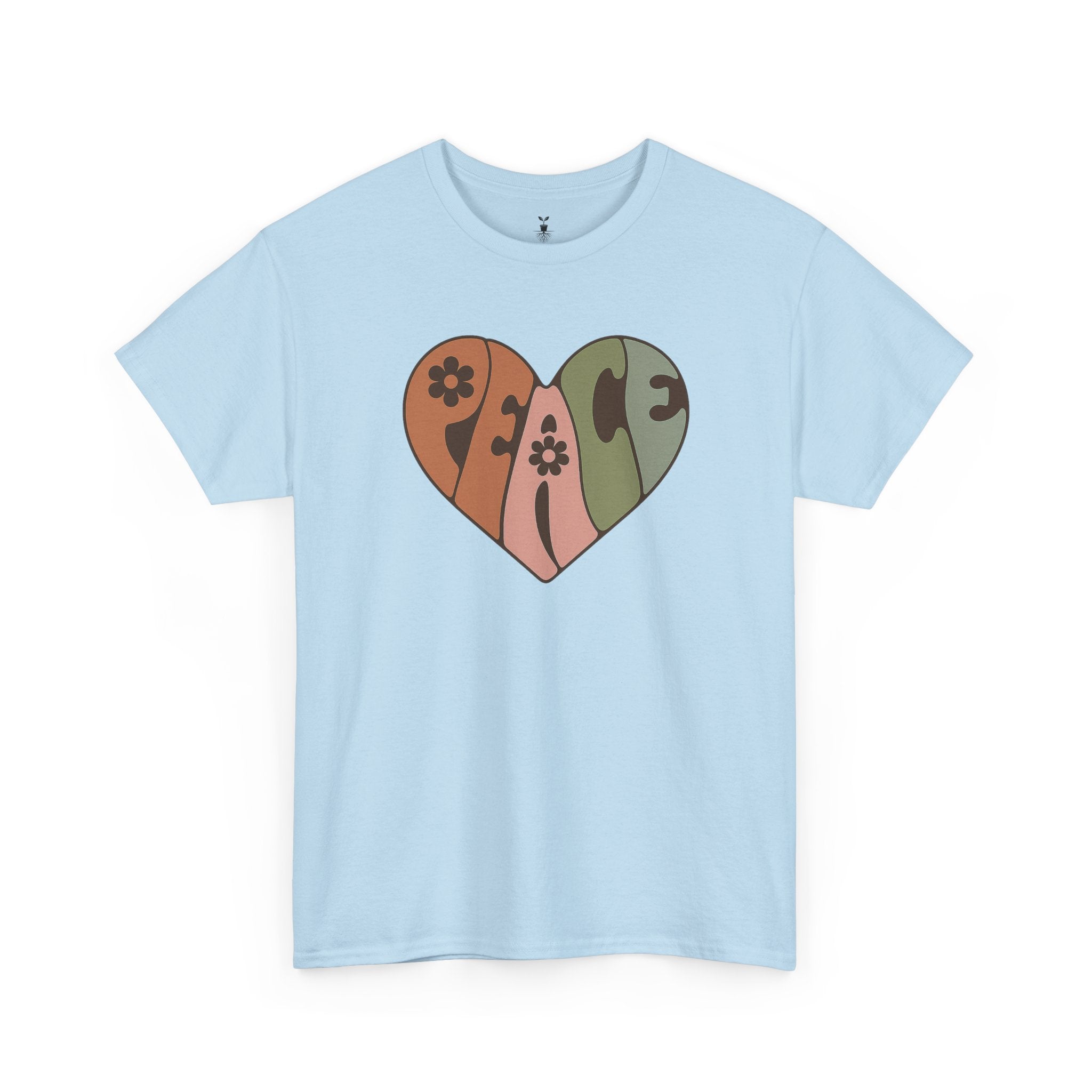 Retro Peace Heart with Earthy Floral  T-Shirt