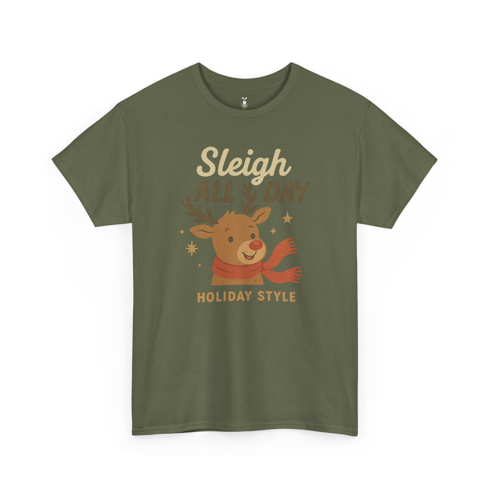 Funny Holiday Christmas T-Shirt Sleigh All Day