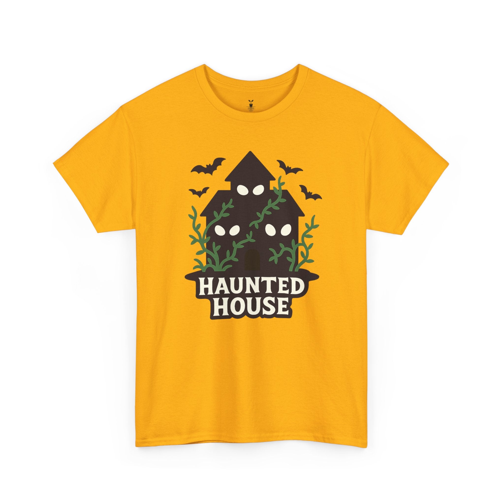 Haunted House with Creepy Eyes, Bats, and Vines Halloween T-Shirt