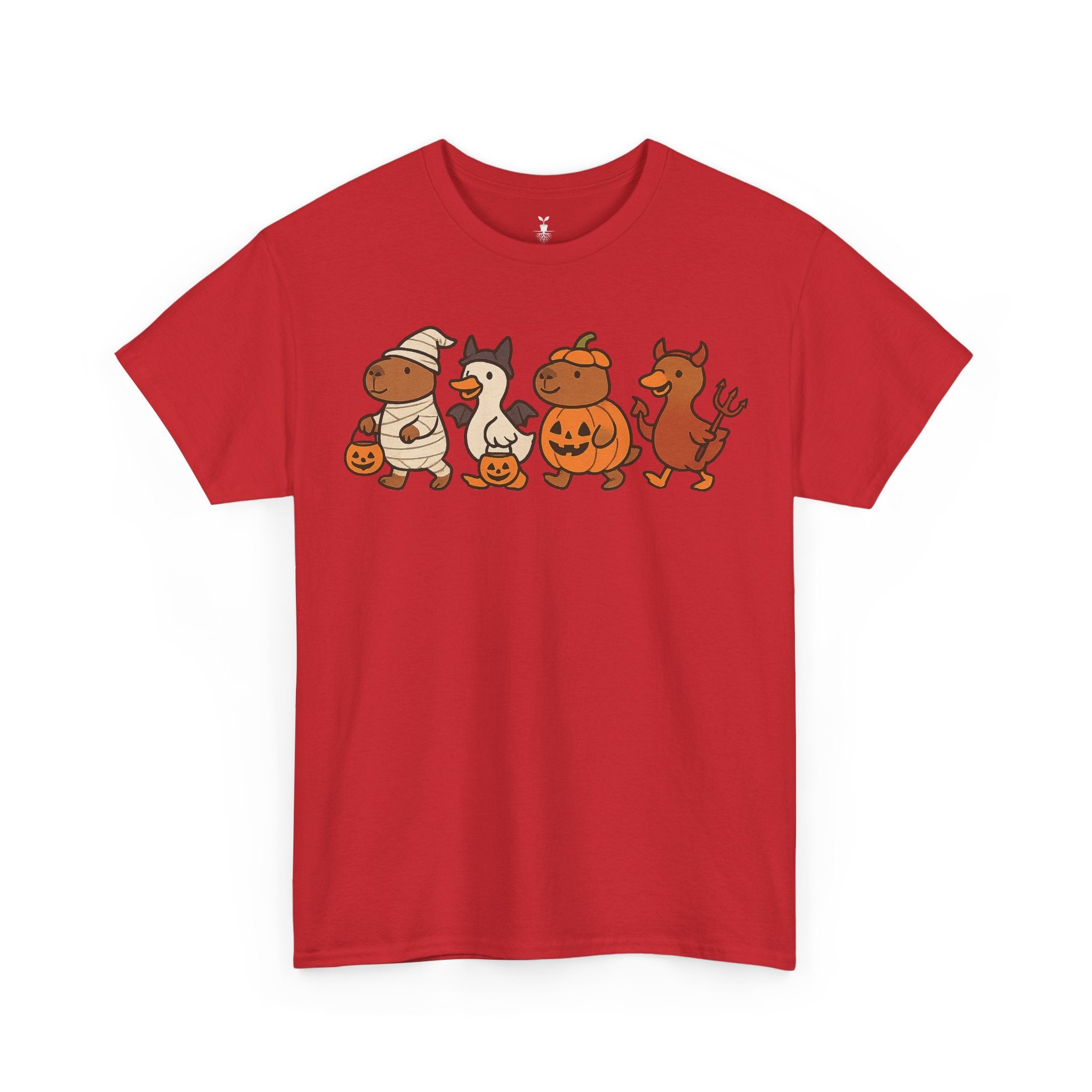 Capibara Mummy Pumpkin Bat and Duck Devil Halloween T-Shirt