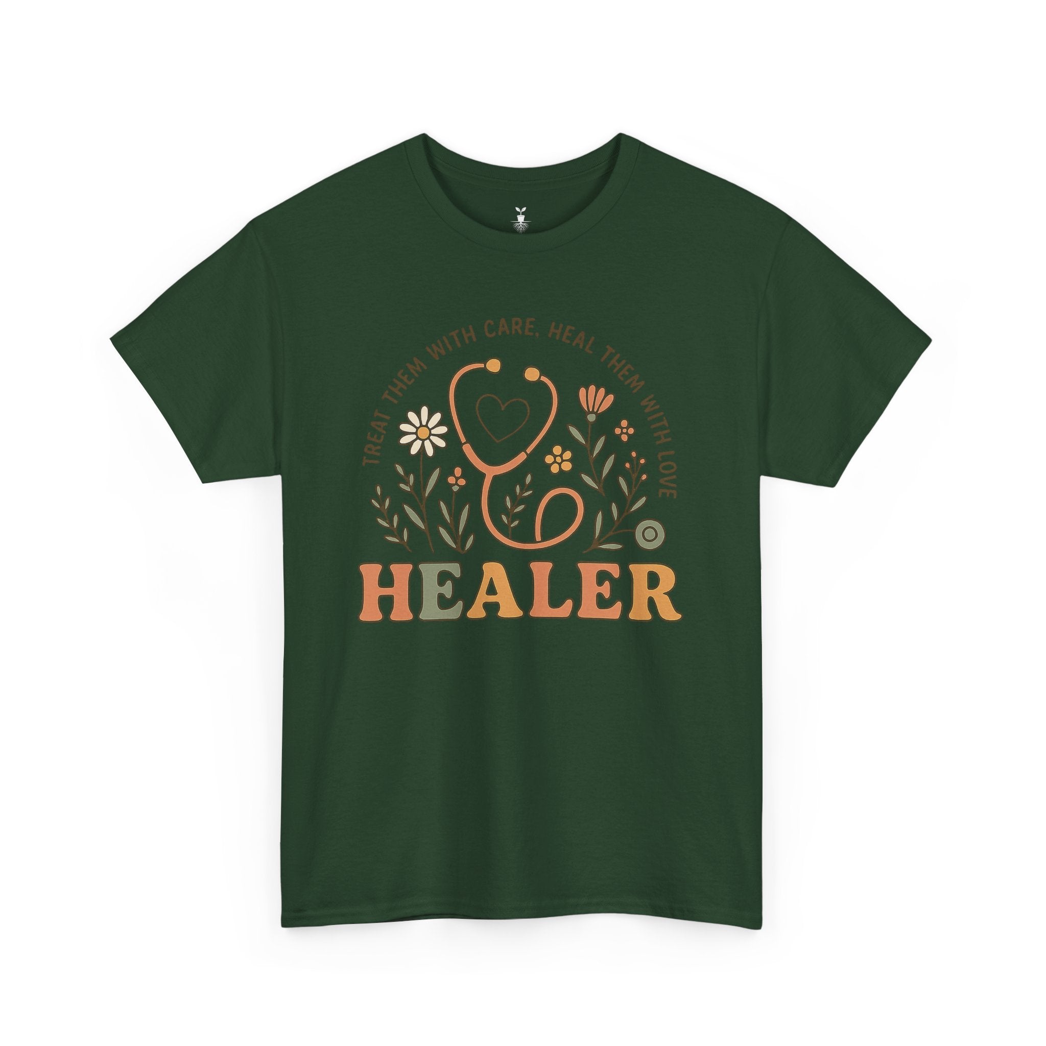 Retro Floral Stethoscope Healer T-Shirt