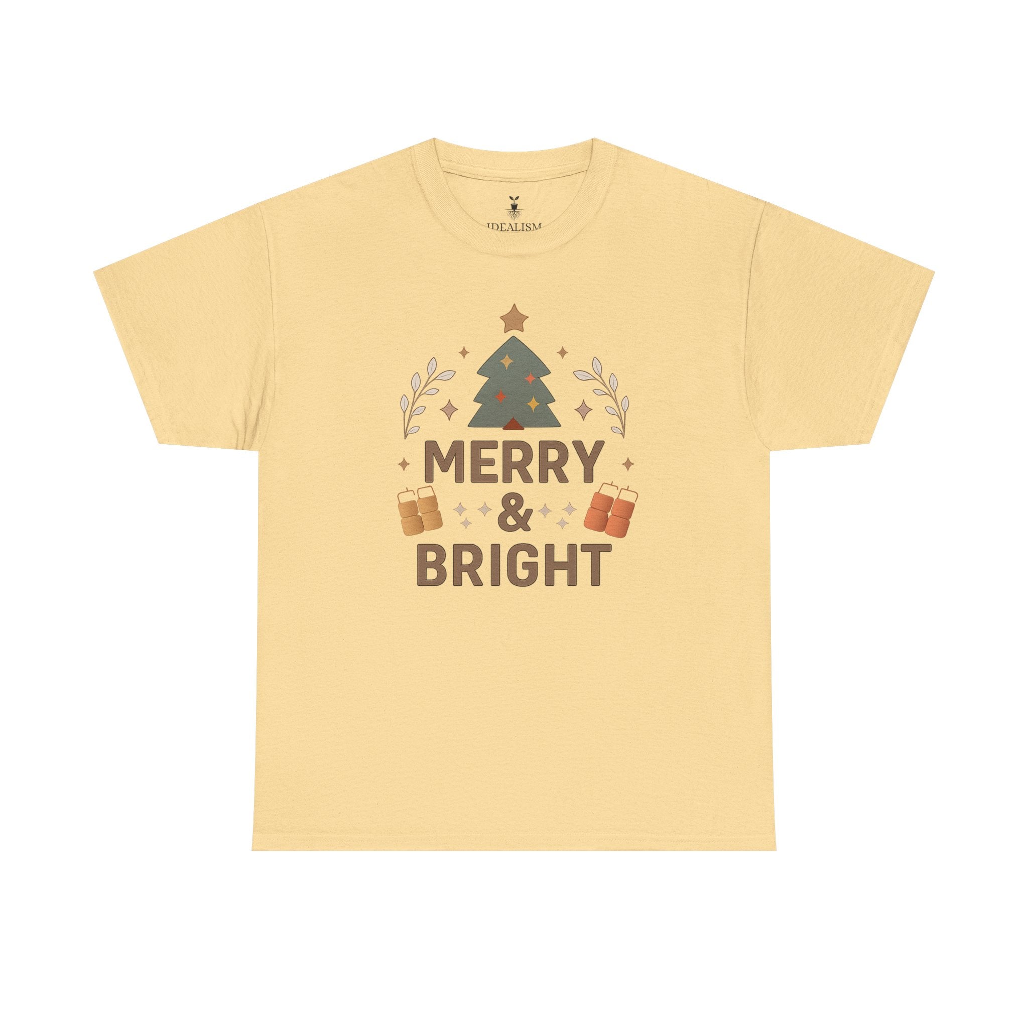 Merry & Bright Christmas Tree Graphic T-Shirt