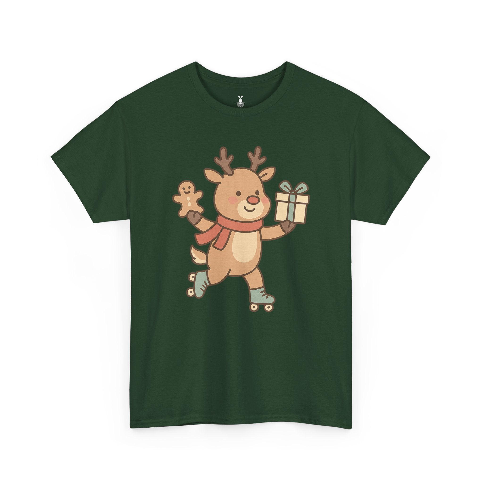 Christmas  Cute Reindeer with Gift & Gingerbread T-Shirt