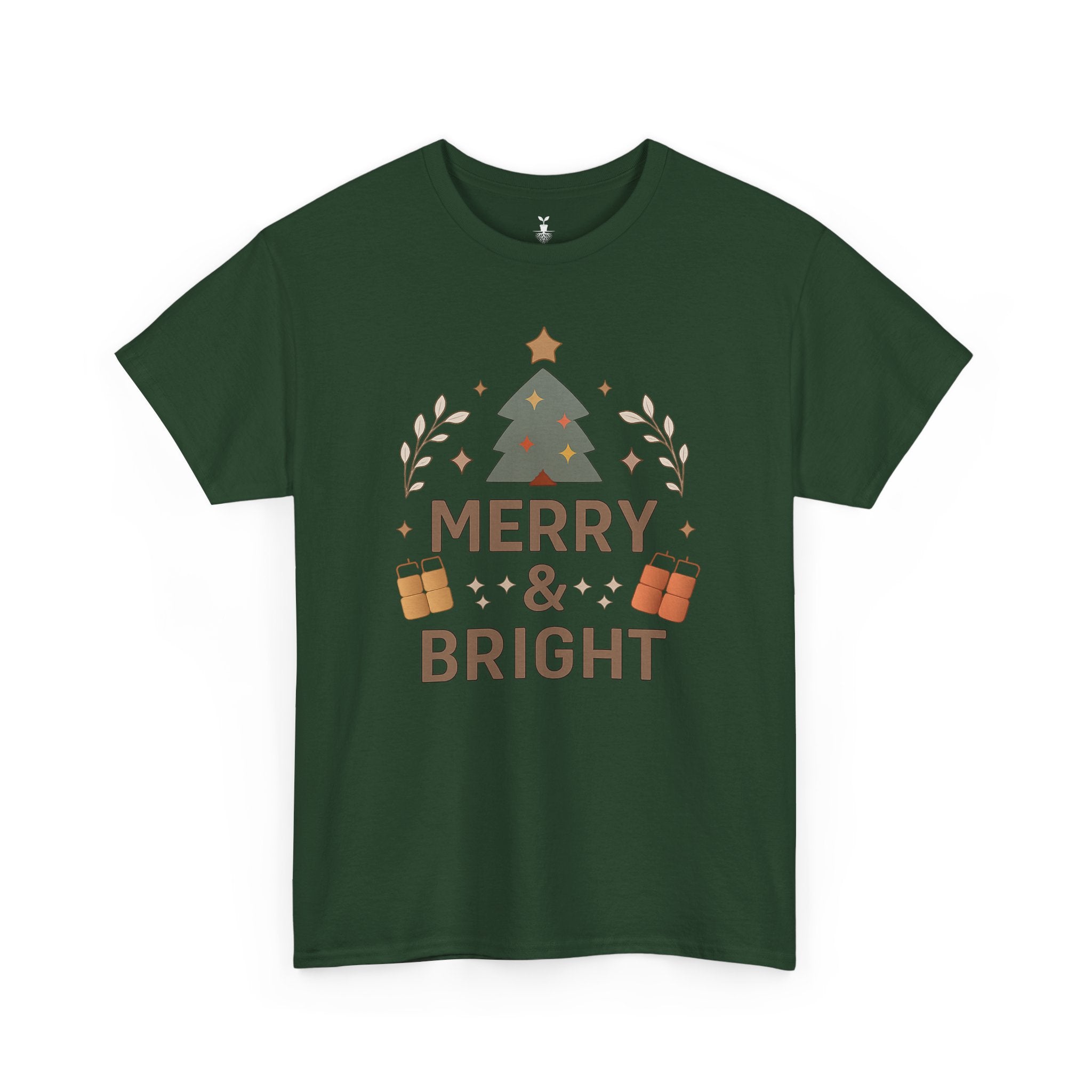 Merry & Bright Christmas Tree Graphic T-Shirt