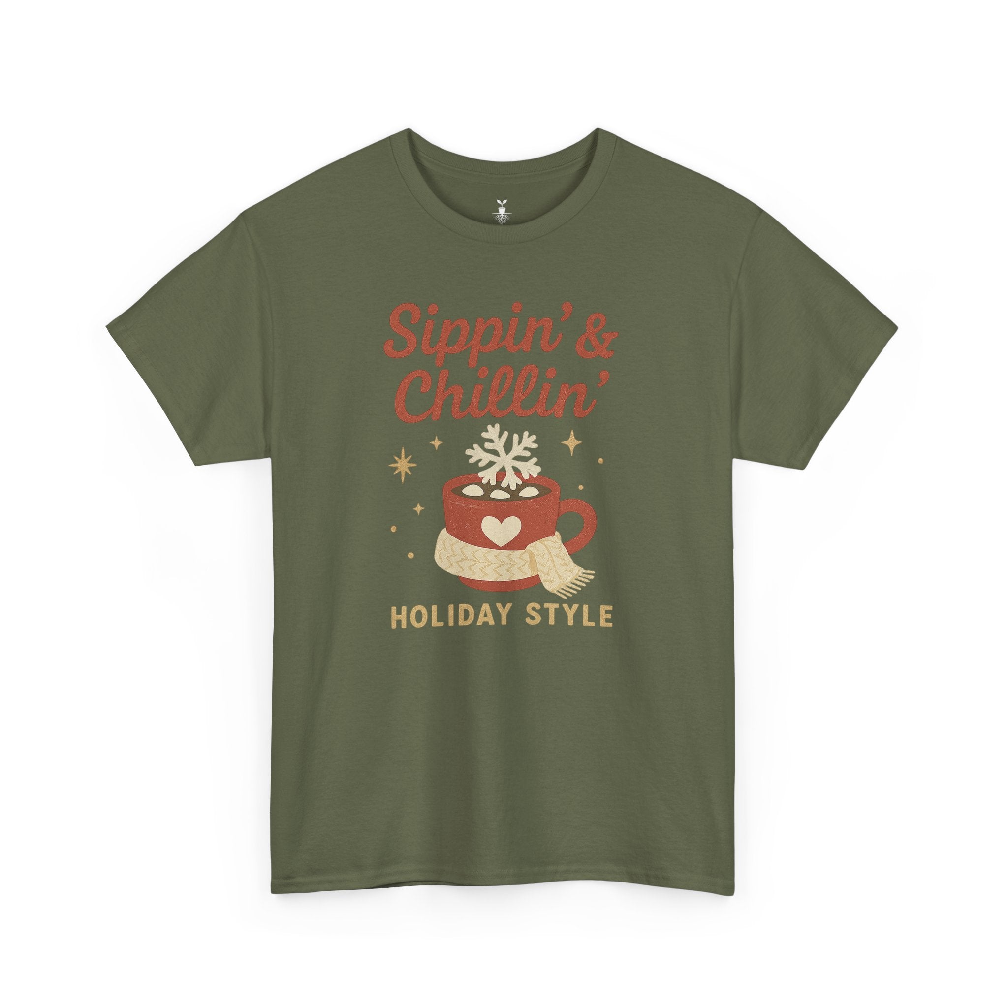 Sippin and Chillin Mug with Snowflake Marshmallows Christmas T-Shirt