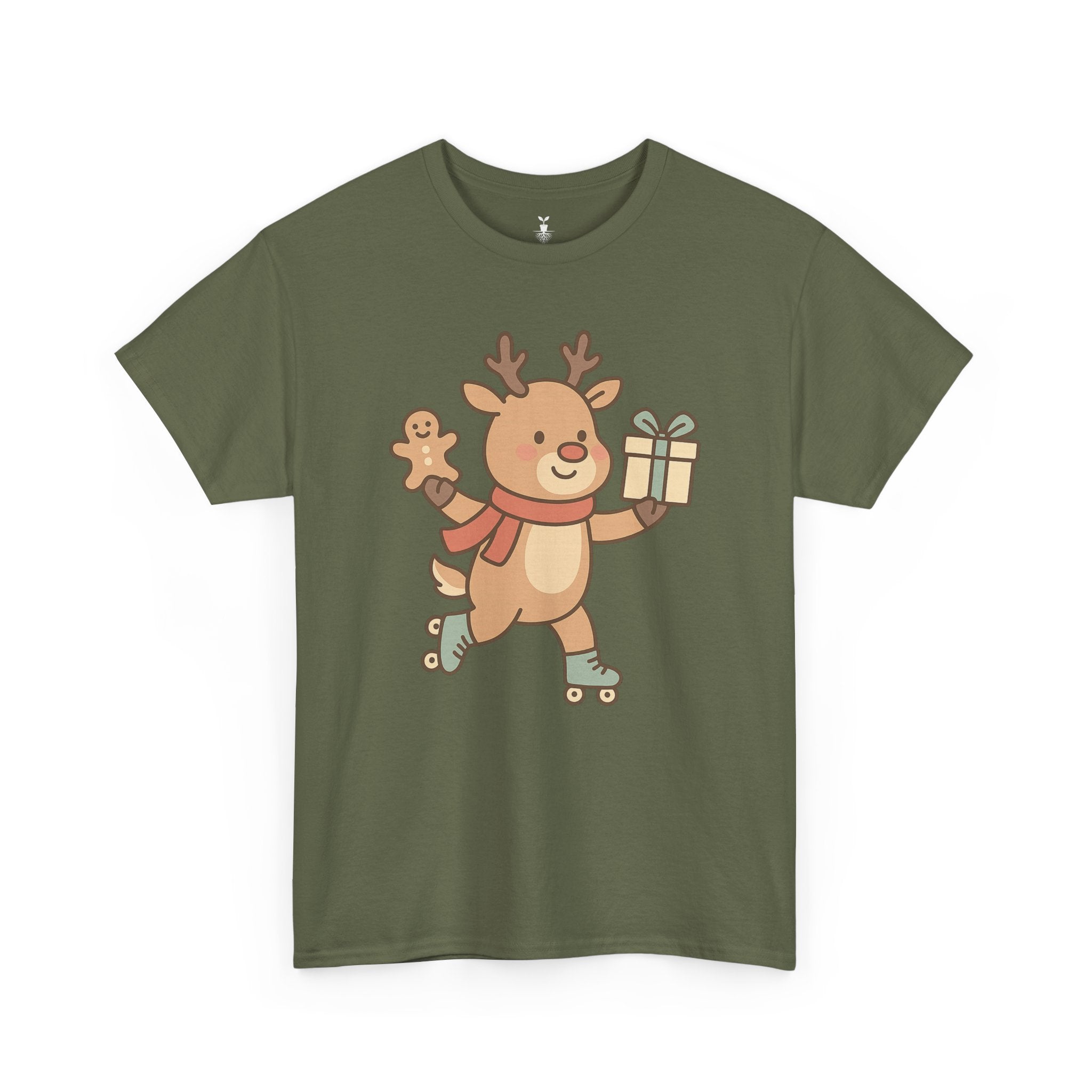 Christmas  Cute Reindeer with Gift & Gingerbread T-Shirt