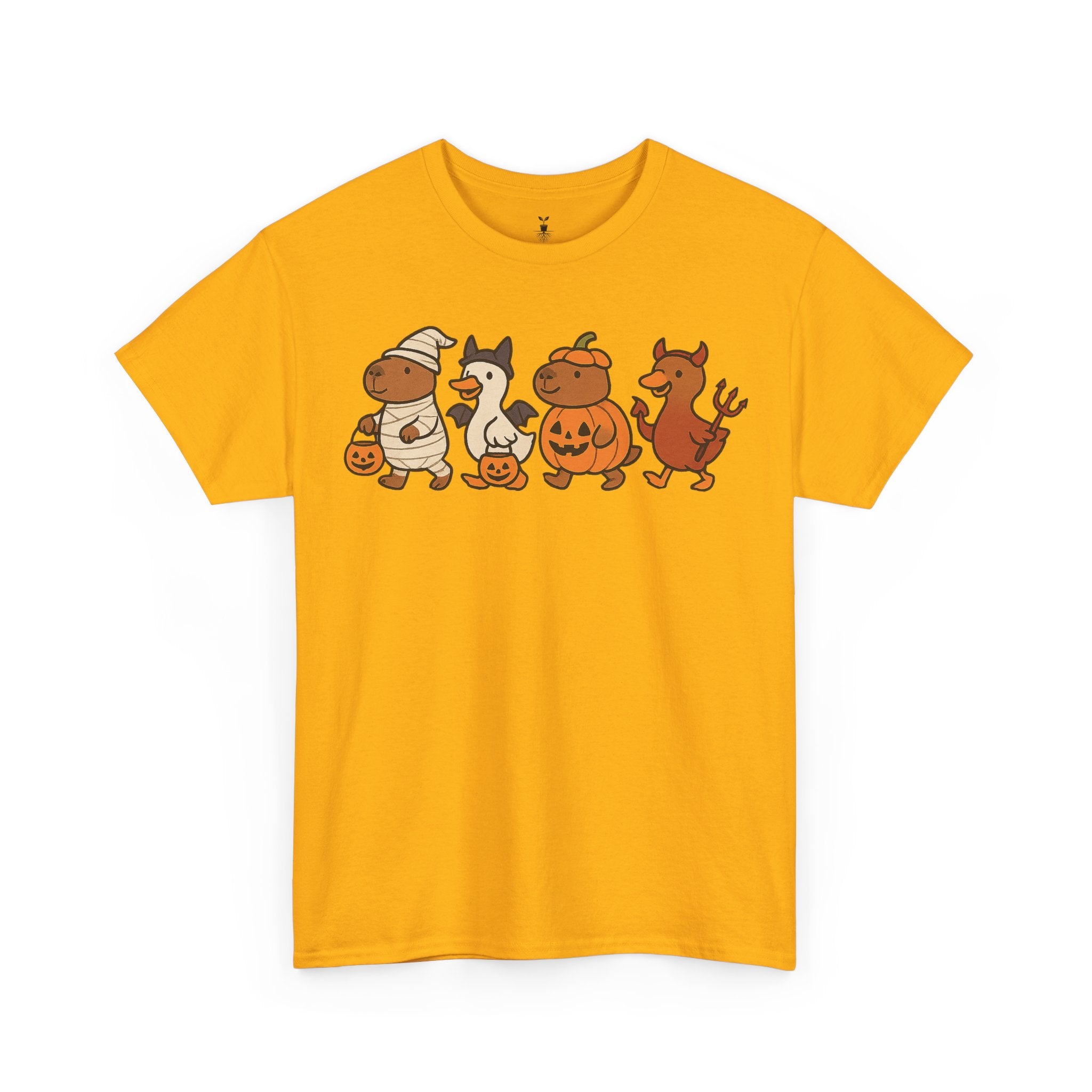 Capibara Mummy Pumpkin Bat and Duck Devil Halloween T-Shirt