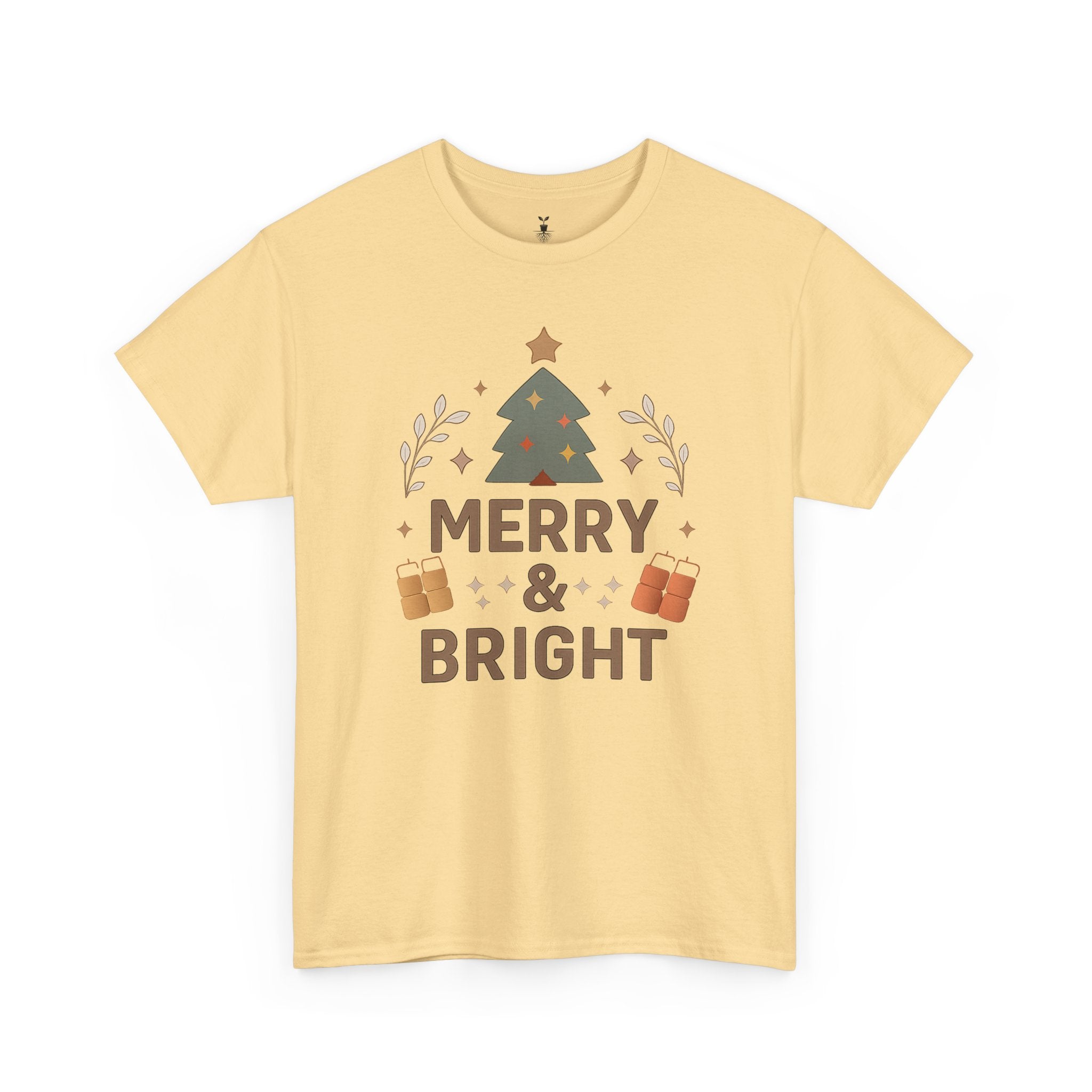 Merry & Bright Christmas Tree Graphic T-Shirt