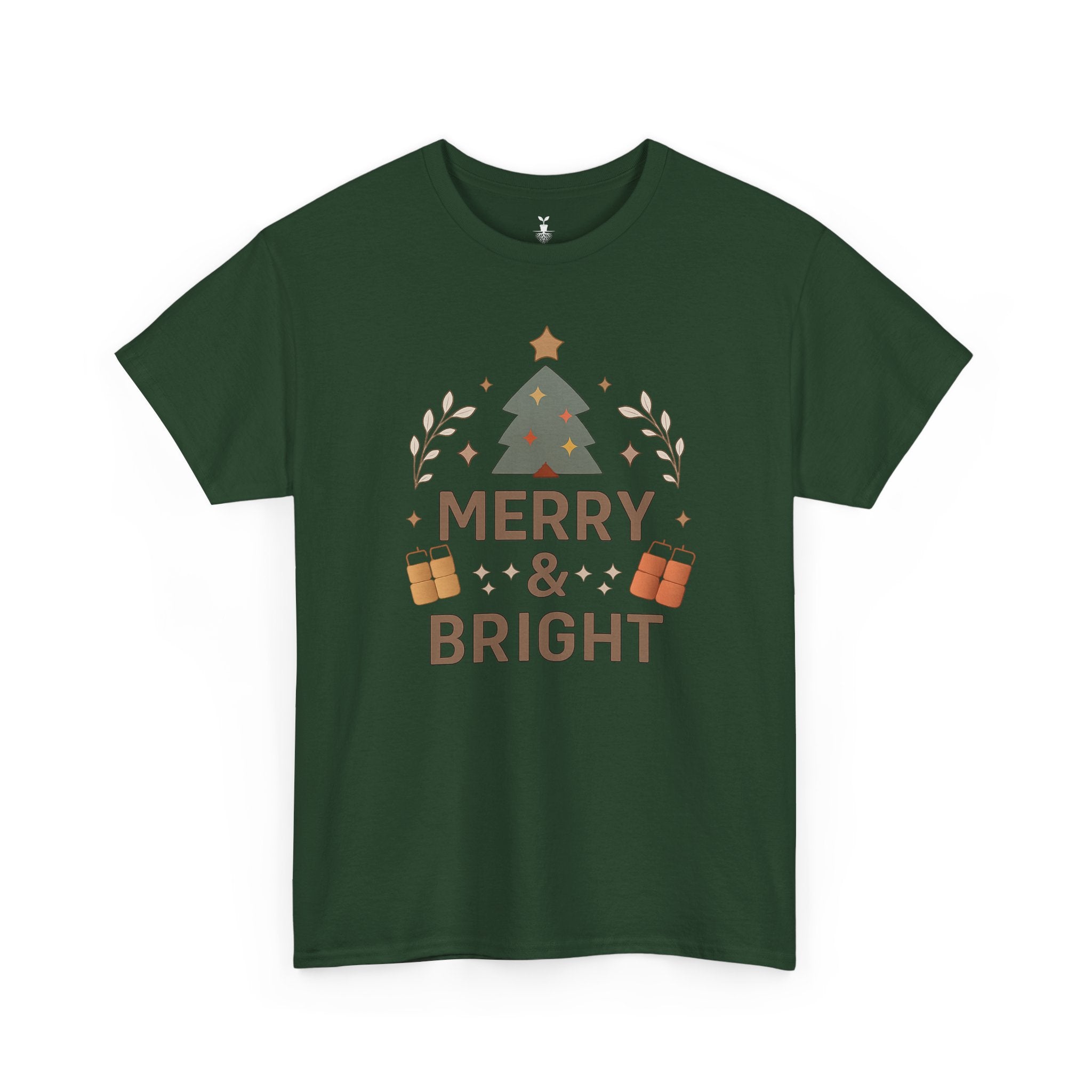 Merry & Bright Christmas Tree Graphic T-Shirt