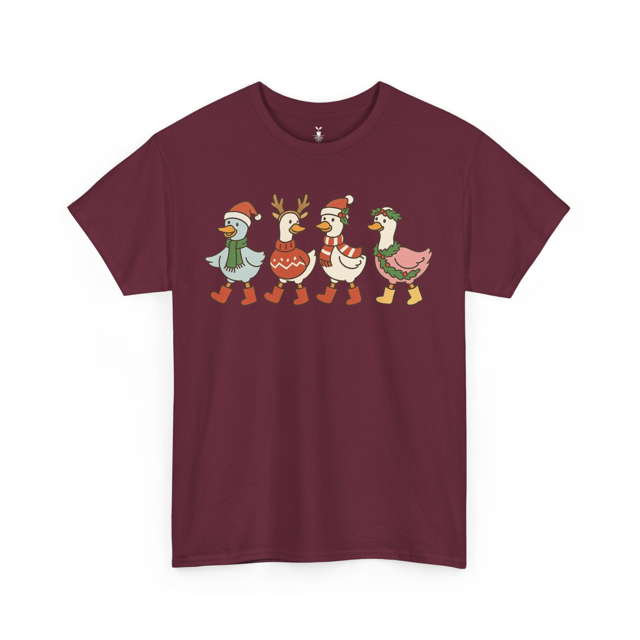 Aesthetic Christmas Ducks Santa Hat, Sweater, and Reindeer Style T-Shirt