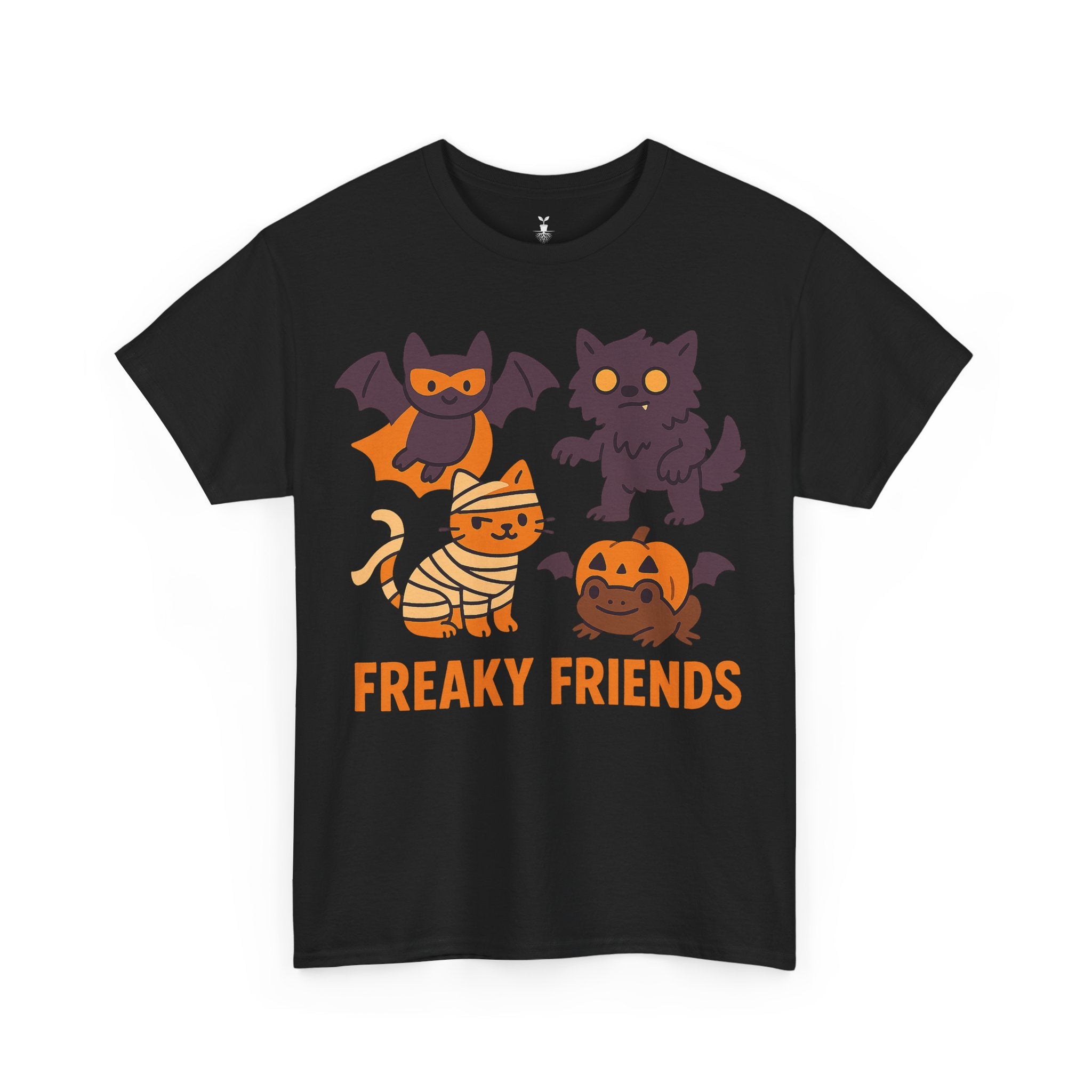 Freaky Friends Bat, Mummy Cat, Werewolf & Pumpkin T-Shirt