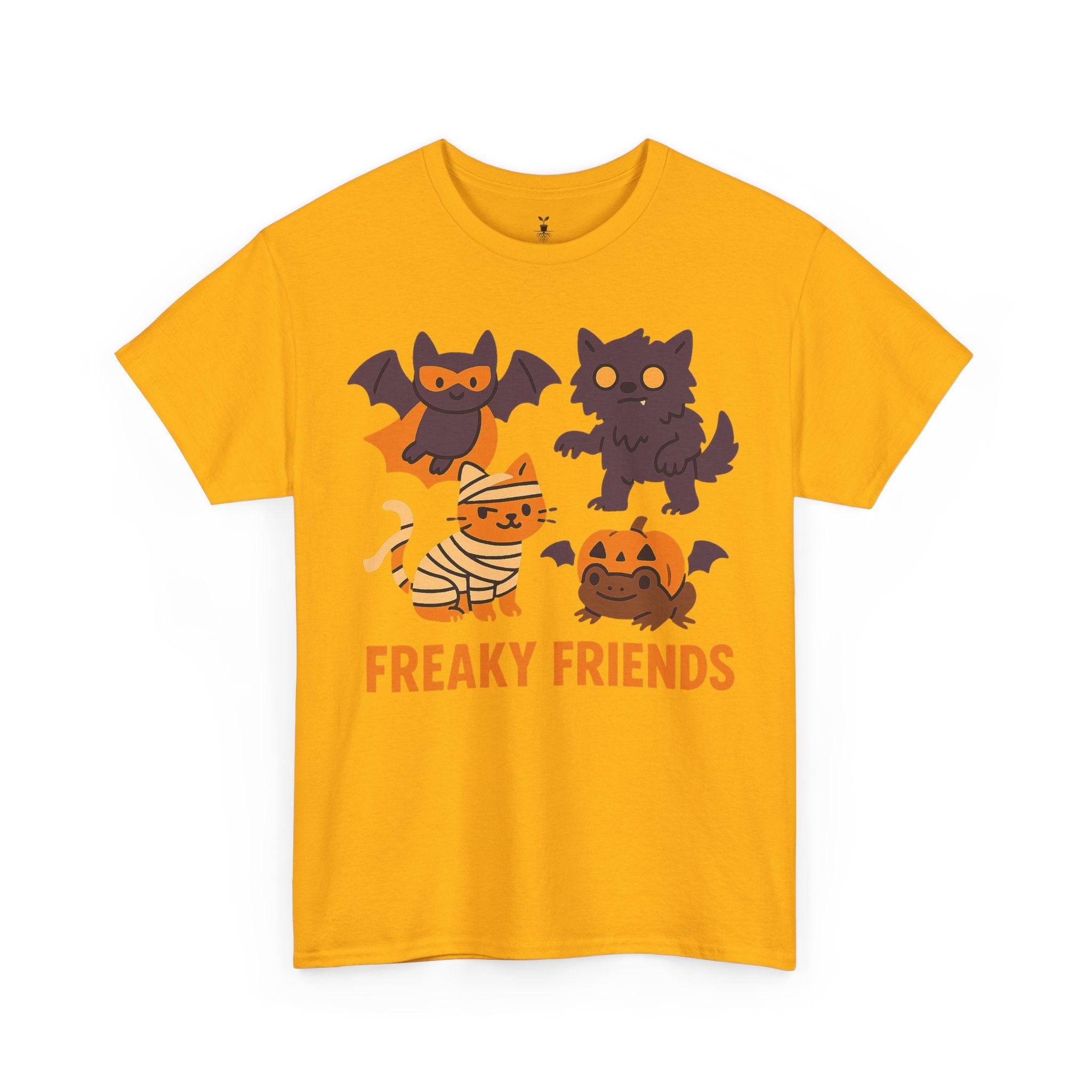 Freaky Friends Bat, Mummy Cat, Werewolf & Pumpkin T-Shirt