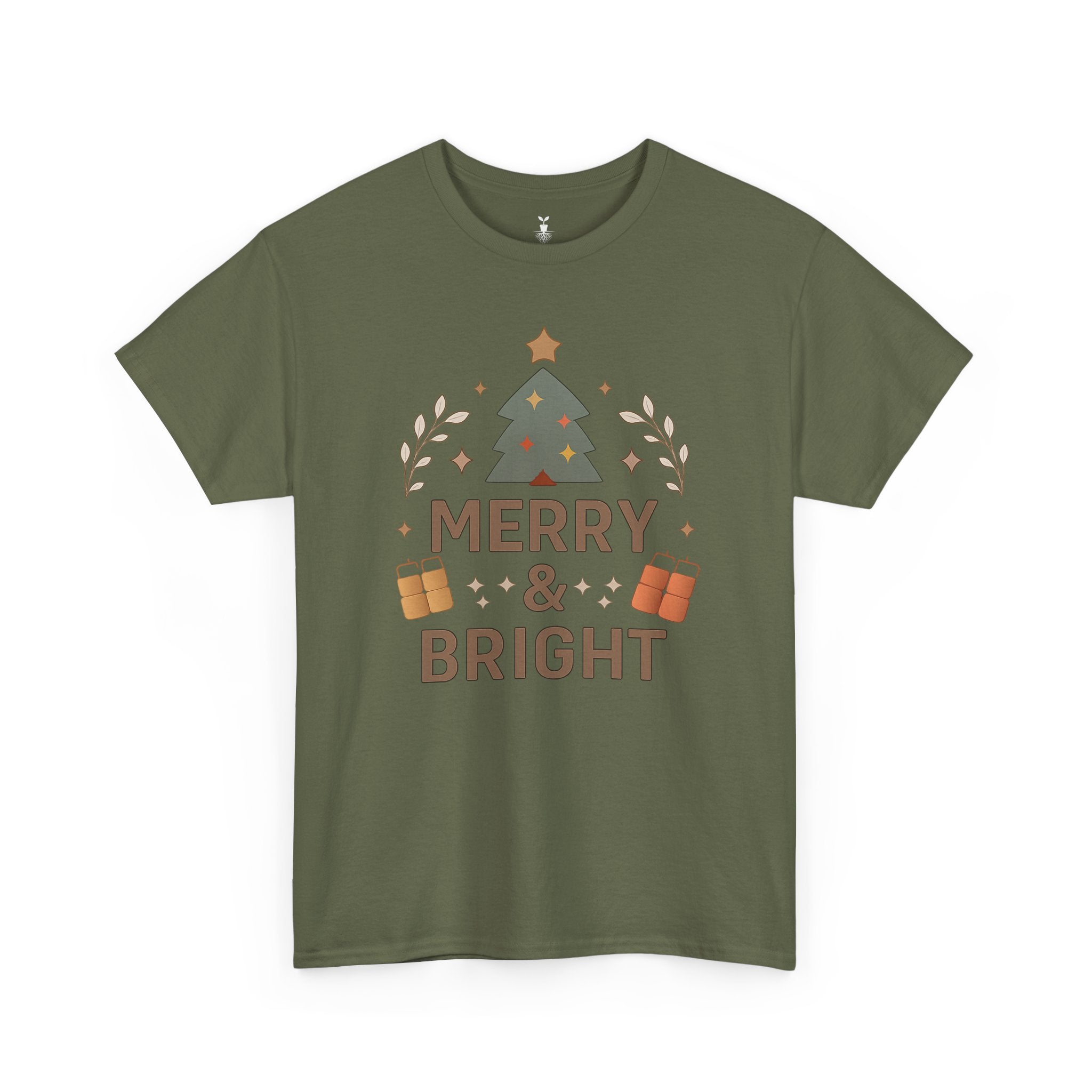 Merry & Bright Christmas Tree Graphic T-Shirt