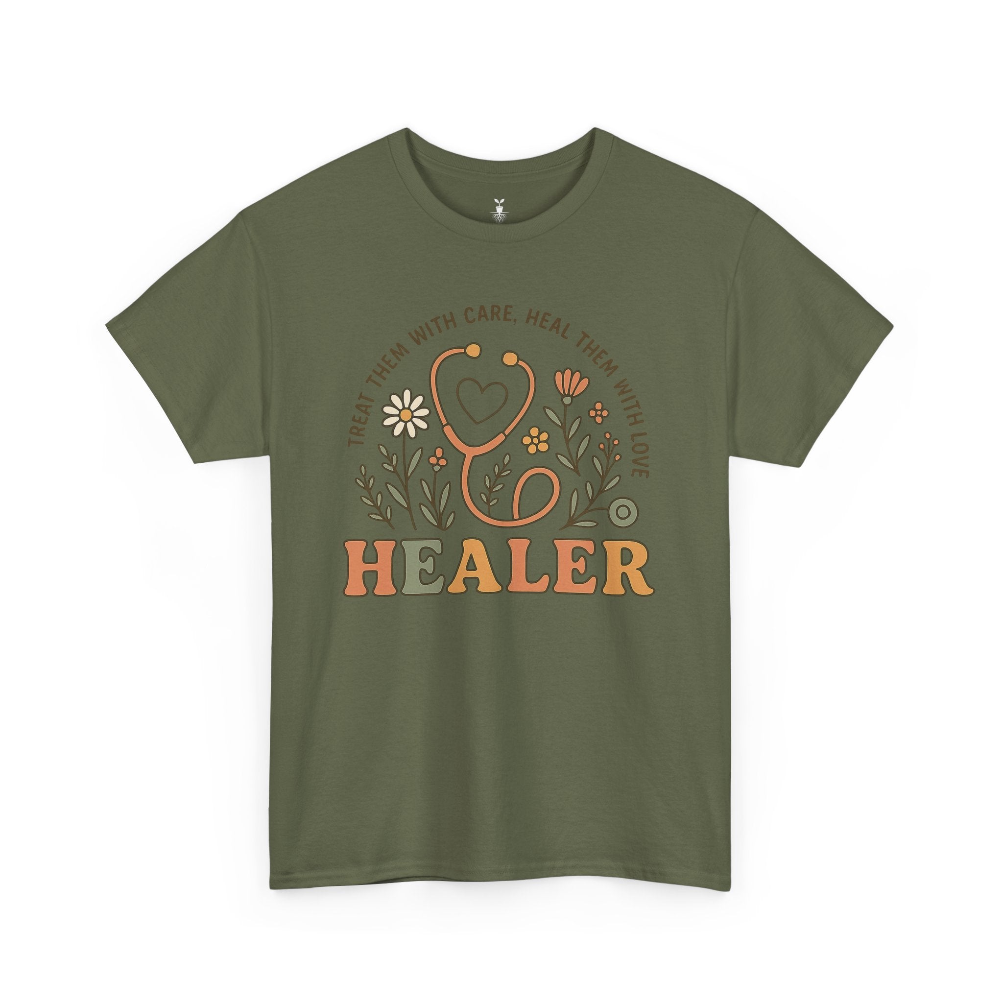 Retro Floral Stethoscope Healer T-Shirt