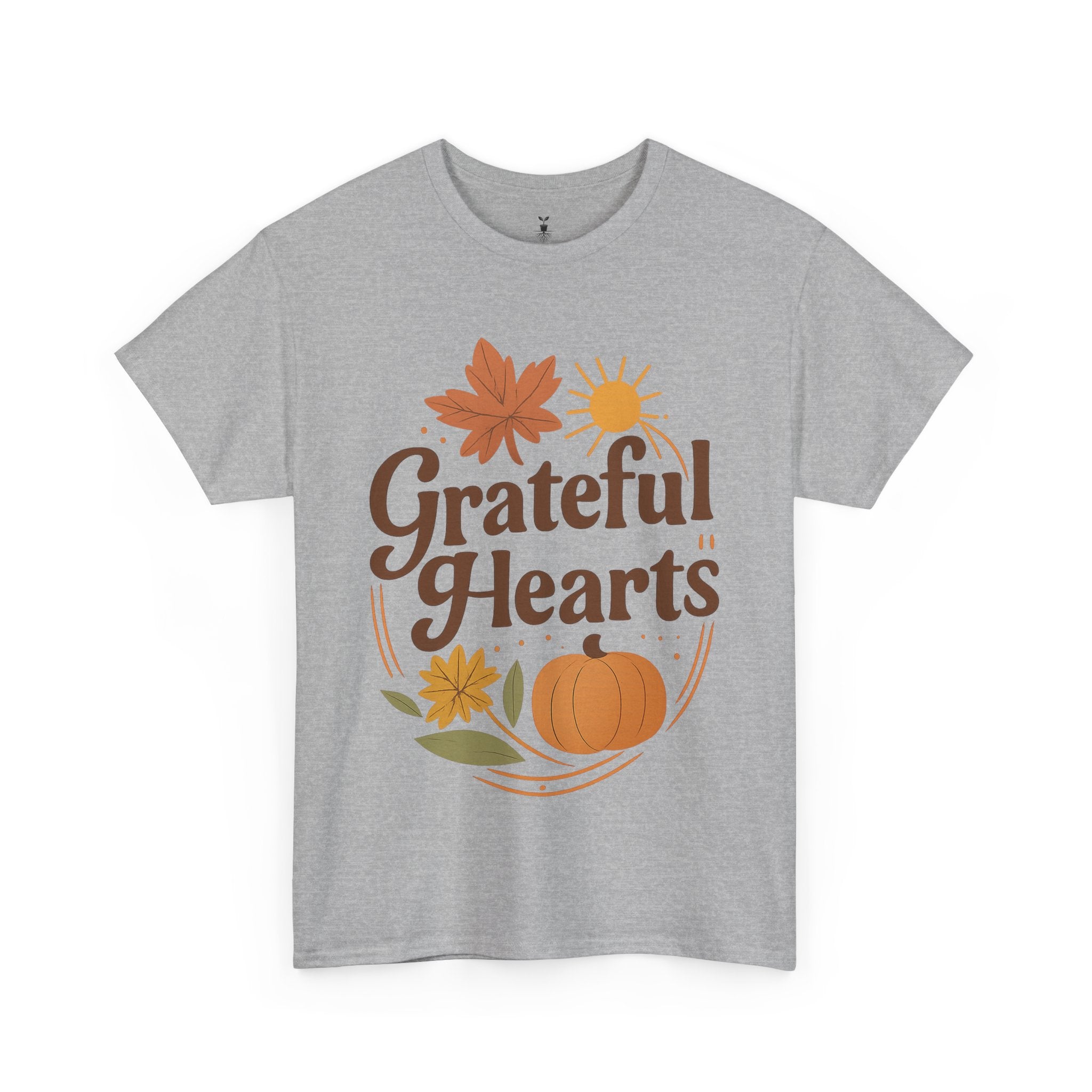 Boho Aesthetic Pumpkin and Maple Leaf Grateful Hearts T-Shirt
