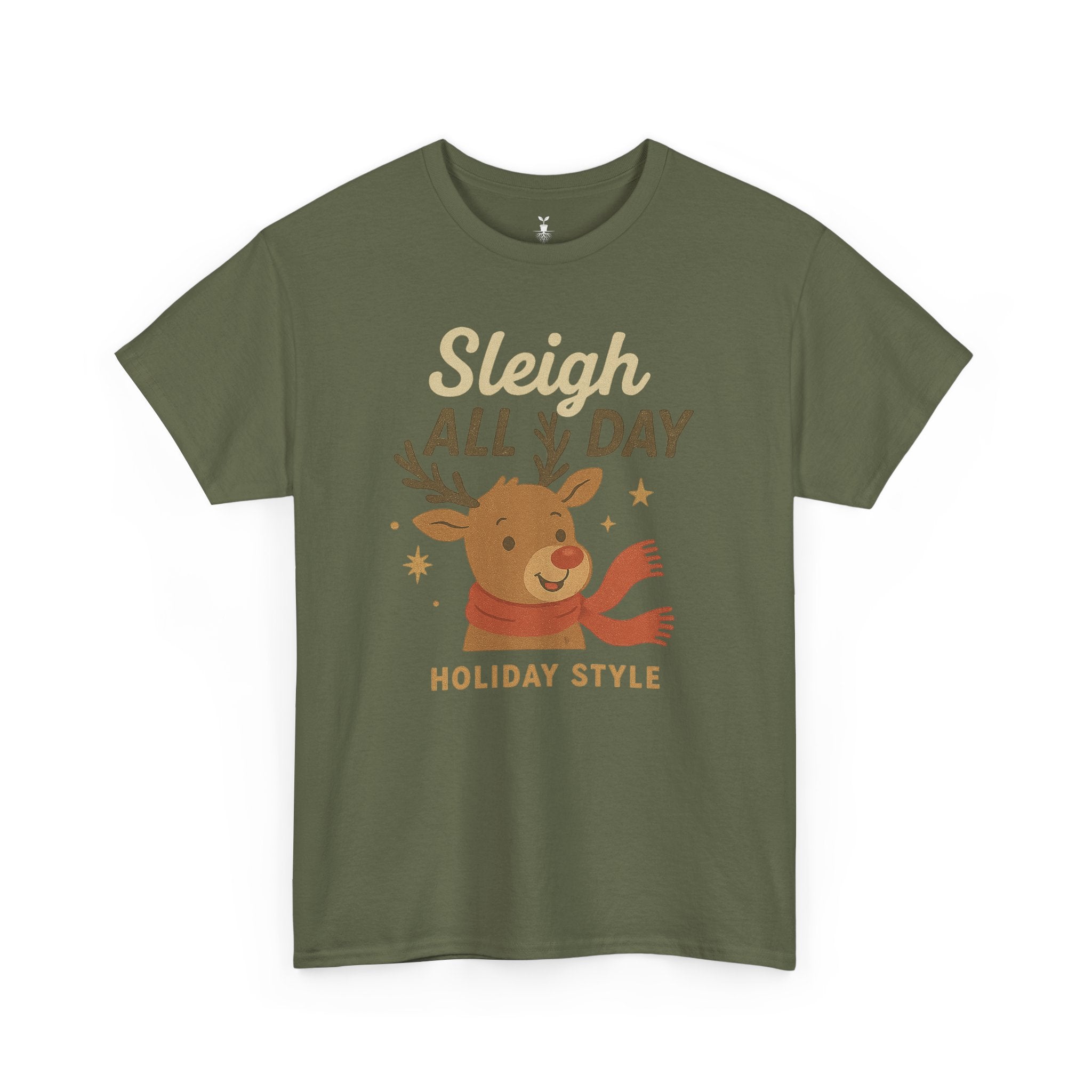 Funny Holiday Christmas T-Shirt Sleigh All Day