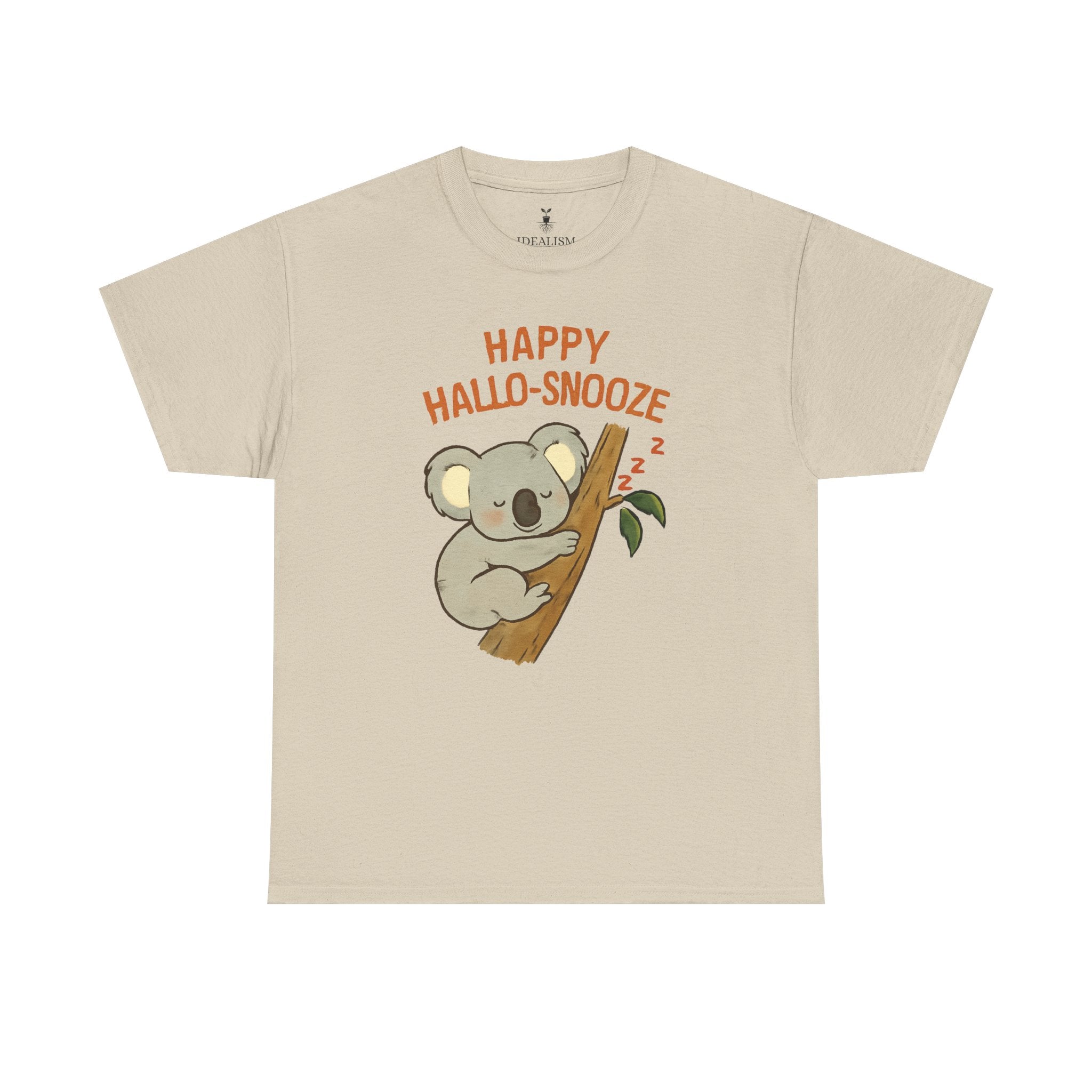 Happy Hallo-Snooze T-Shirt – Funny Sleeping Koala Halloween Graphic Tee, Cute Spooky Season Shirt with Autumn Vibes