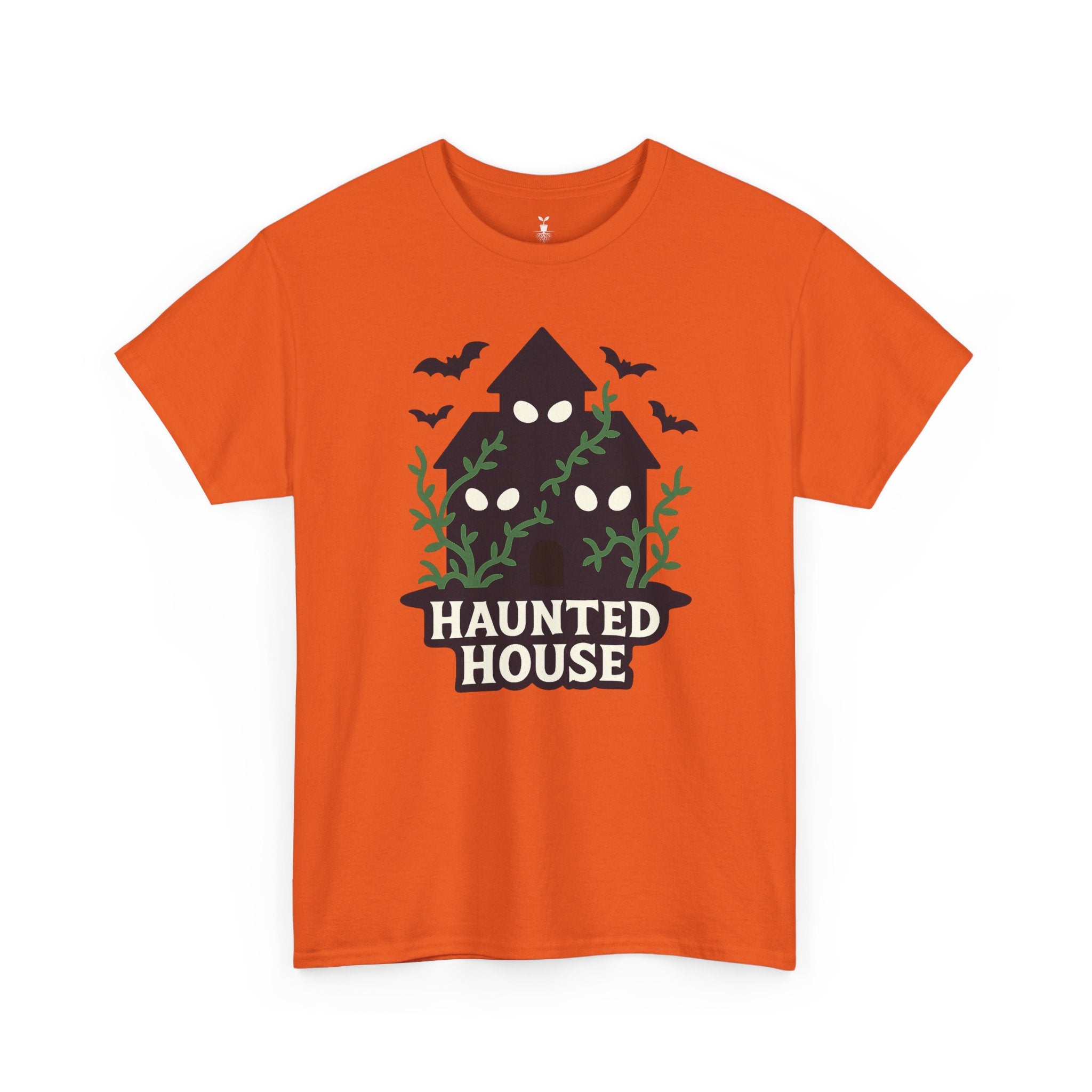 Haunted House with Creepy Eyes, Bats, and Vines Halloween T-Shirt