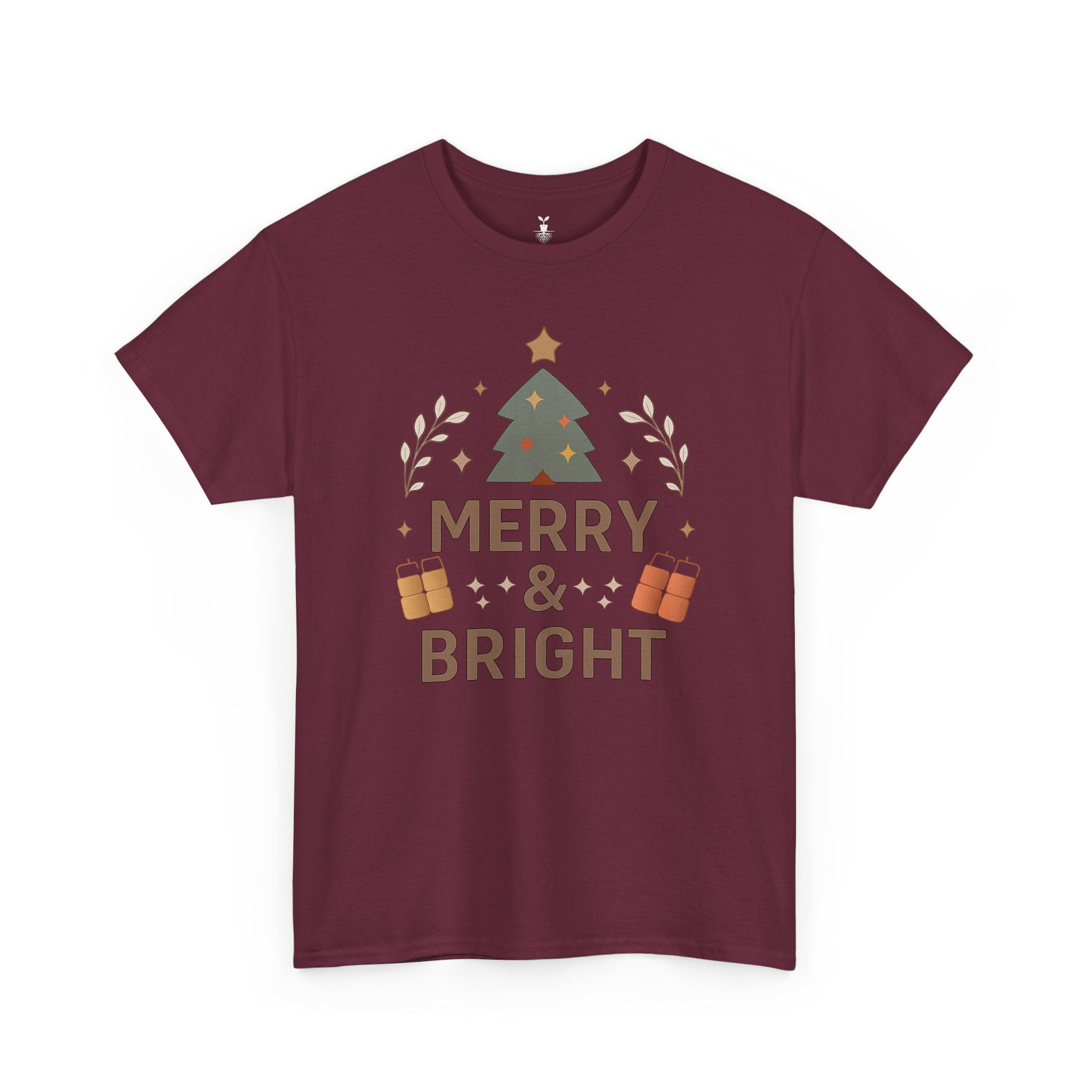 Merry & Bright Christmas Tree Graphic T-Shirt