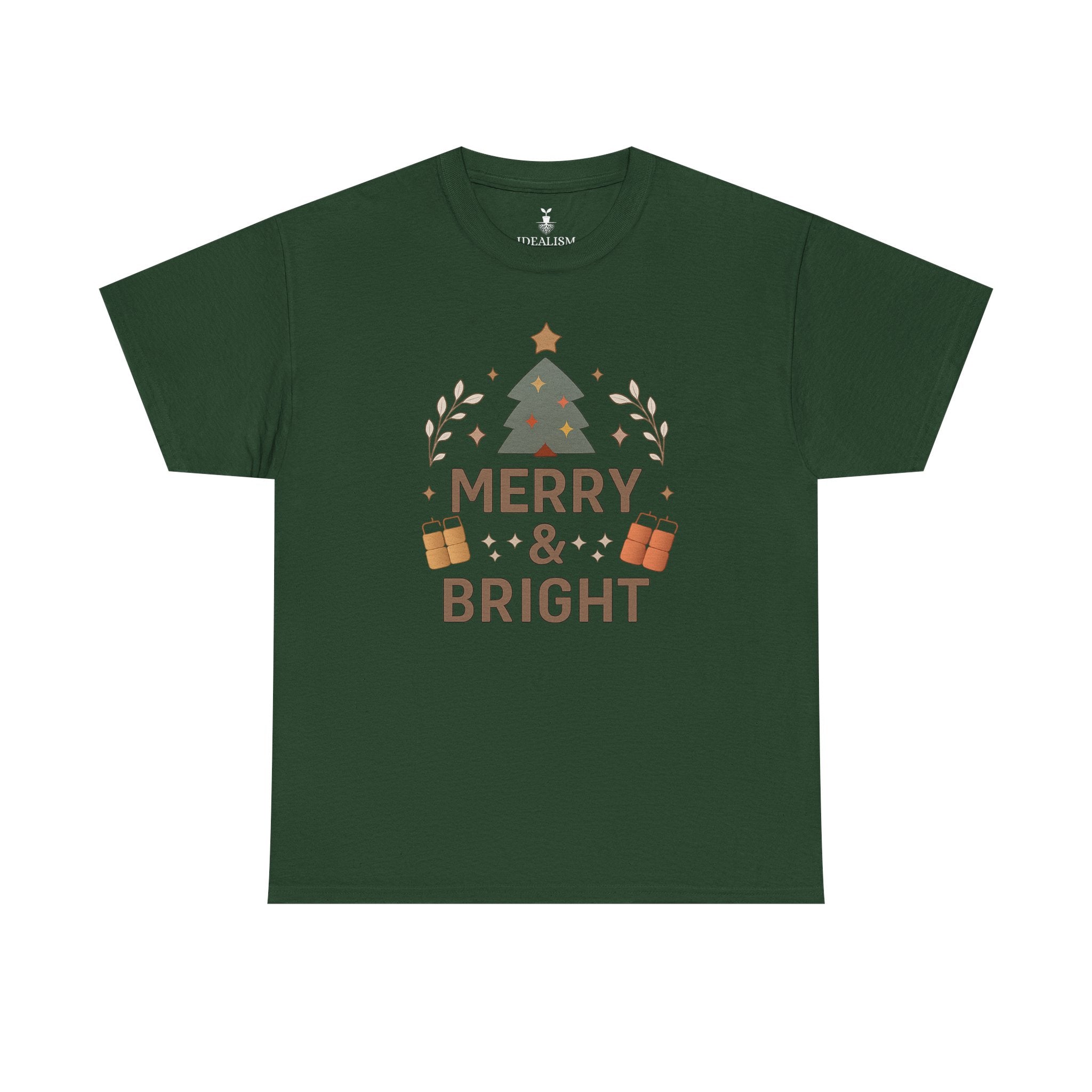 Merry & Bright Christmas Tree Graphic T-Shirt