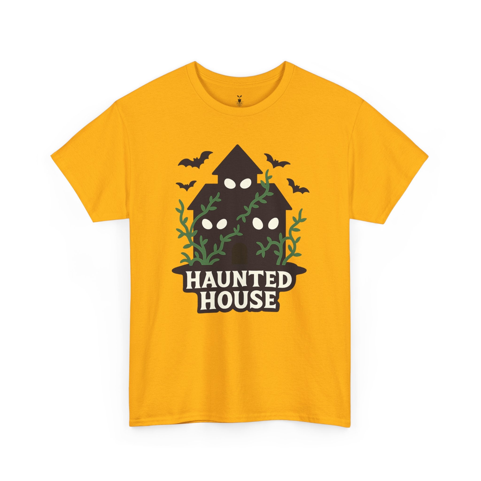 Haunted House with Creepy Eyes, Bats, and Vines Halloween T-Shirt