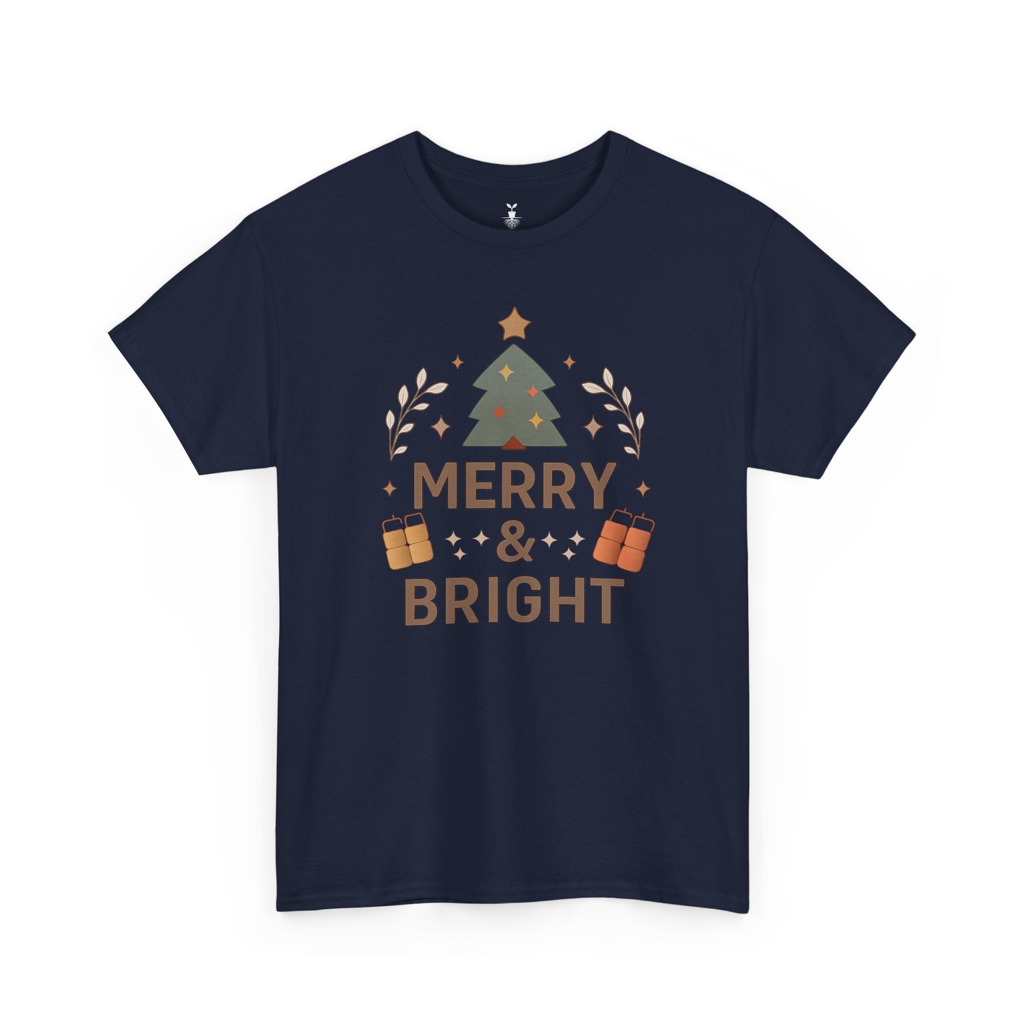 Merry & Bright Christmas Tree Graphic T-Shirt