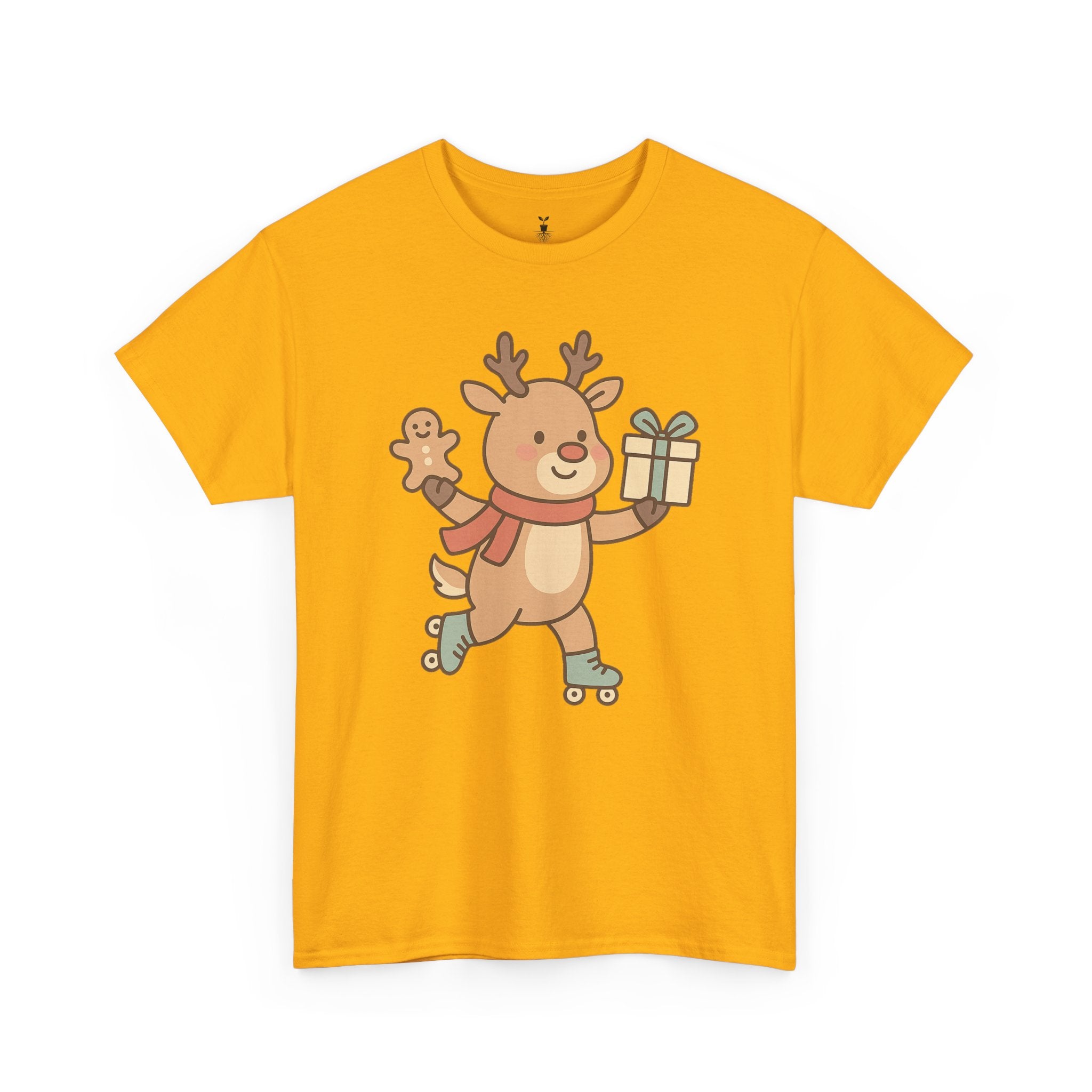 Christmas  Cute Reindeer with Gift & Gingerbread T-Shirt