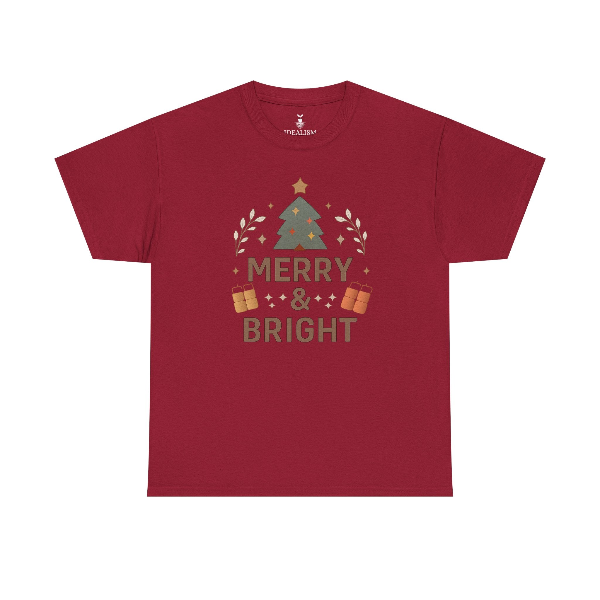 Merry & Bright Christmas Tree Graphic T-Shirt