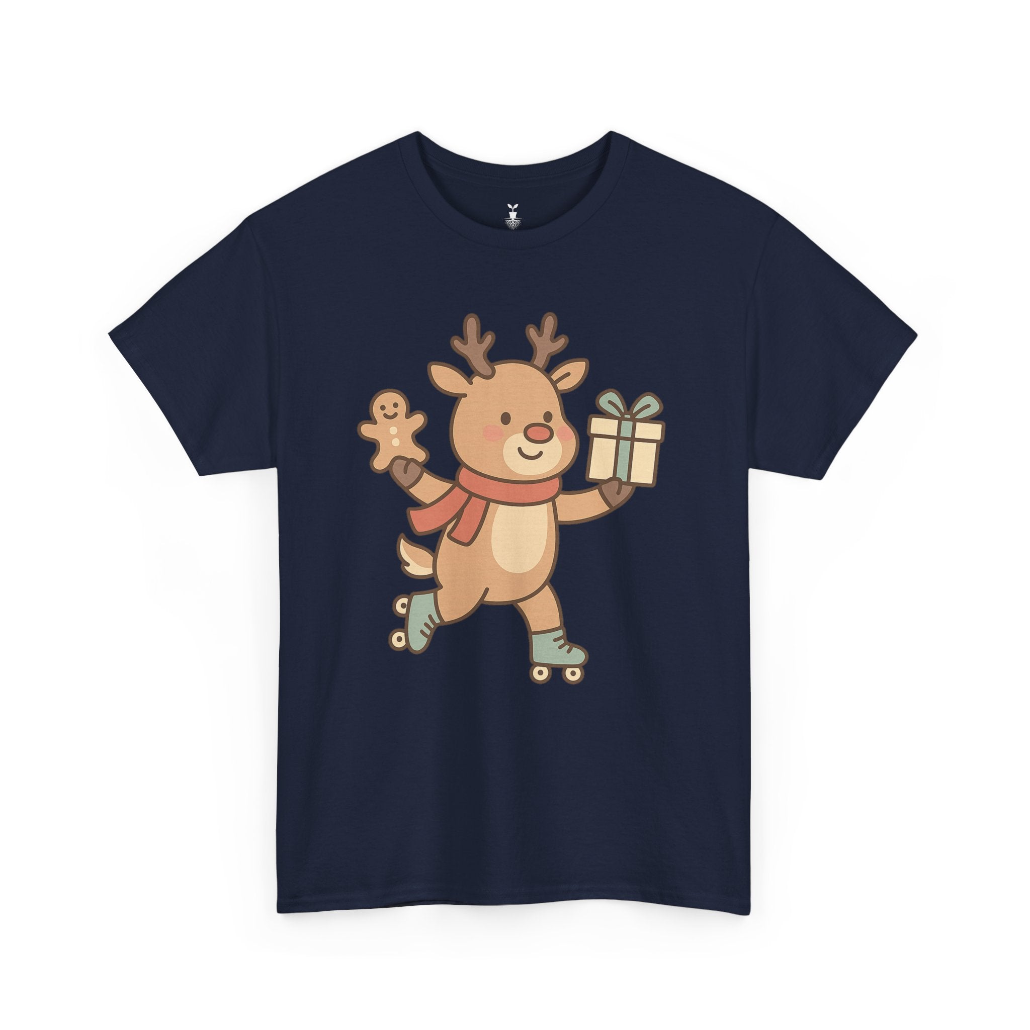 Christmas  Cute Reindeer with Gift & Gingerbread T-Shirt